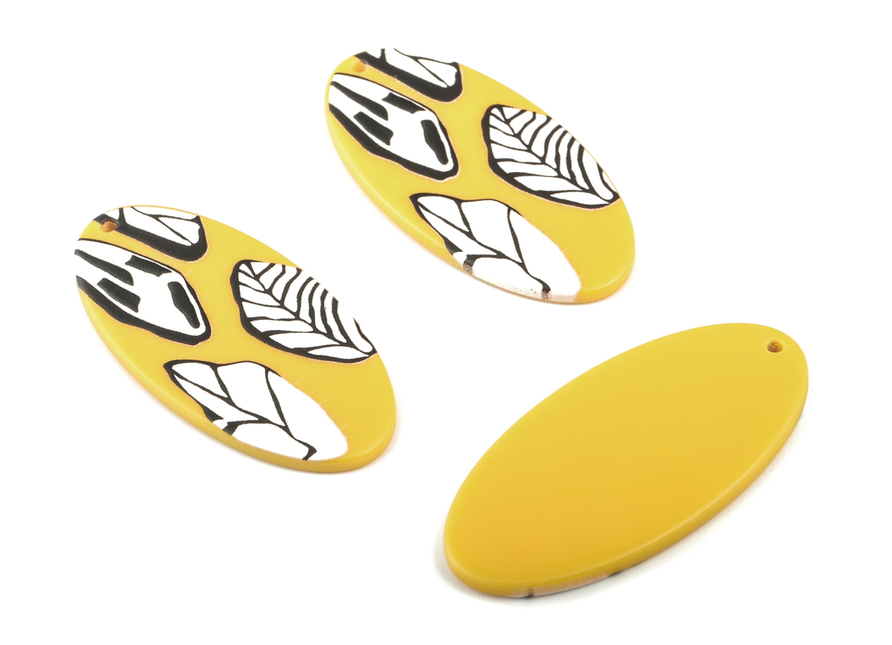 Acrylic Oval Leaf Earring Charms - Acrylic Flower Oval Pandant - Earring Findings - Jewelry Supplies - 49.19x23.95x2.8mm - AC2048 - DOMEDBAZAAR