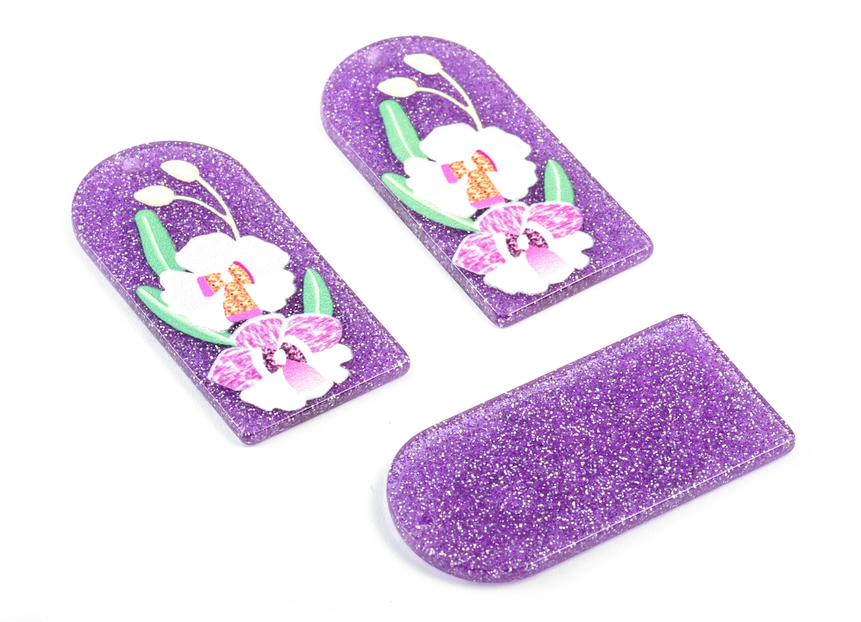 Acrylic Flower Earring Charms - Acrylic Oval Flower Pandant - Earring Findings - Jewelry Supplies - 38.81x19.17x2.35mm - AC2040 - DOMEDBAZAAR