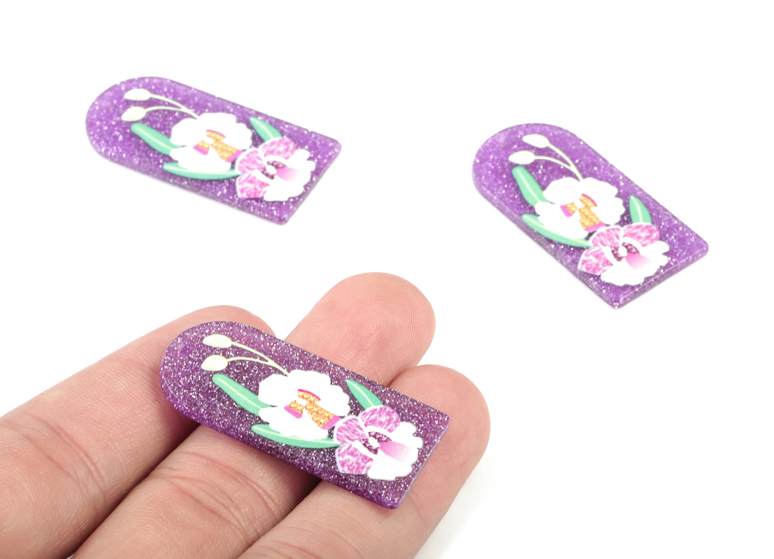 Acrylic Flower Earring Charms - Acrylic Oval Flower Pandant - Earring Findings - Jewelry Supplies - 38.81x19.17x2.35mm - AC2040 - DOMEDBAZAAR