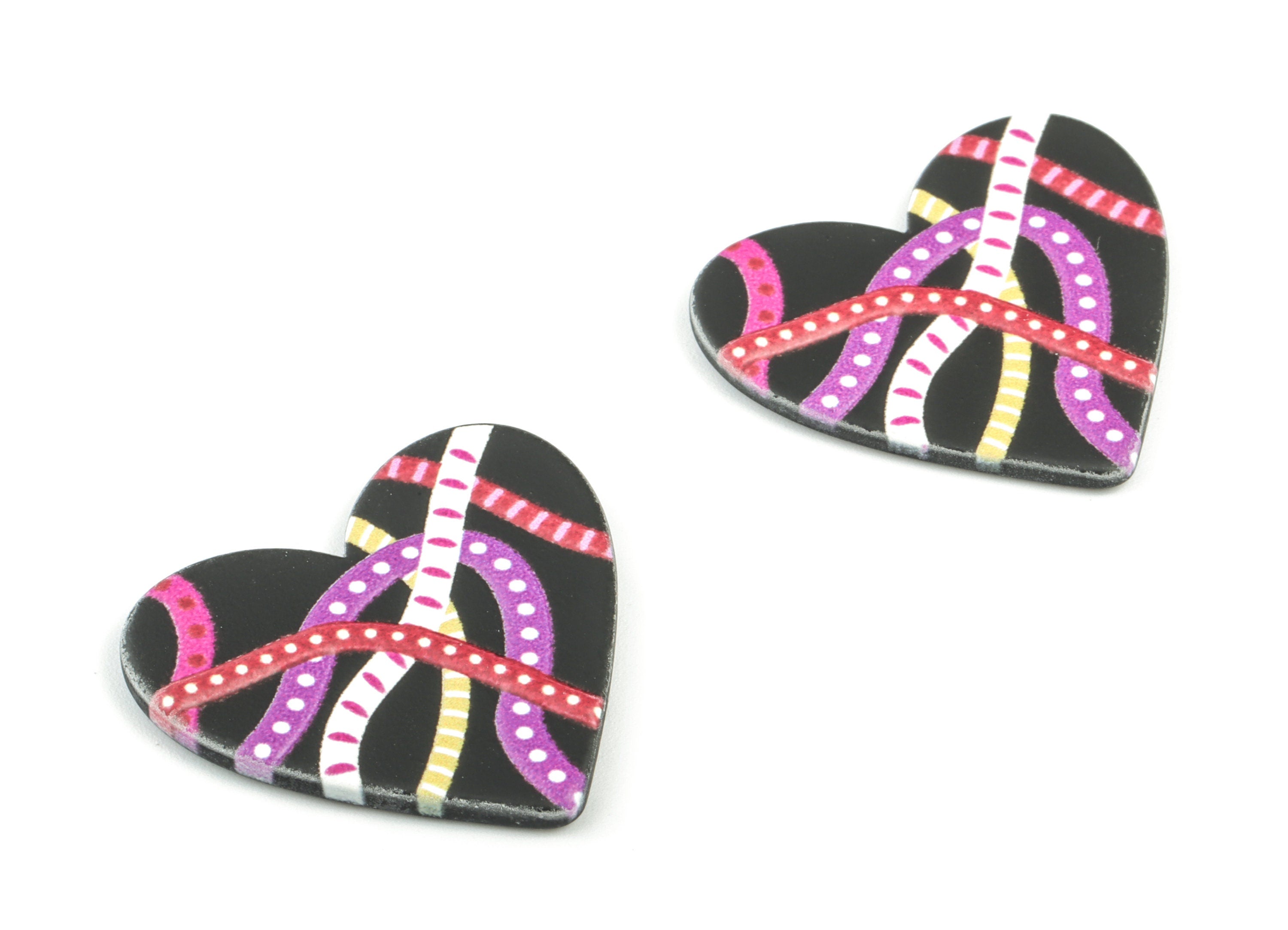 Acrylic Heart Earring Charms - Acrylic Heaer Earrings - Earring Findings - Jewelry Supplies - 27.34x30.34x2.54mm - AC2052 - DOMEDBAZAAR