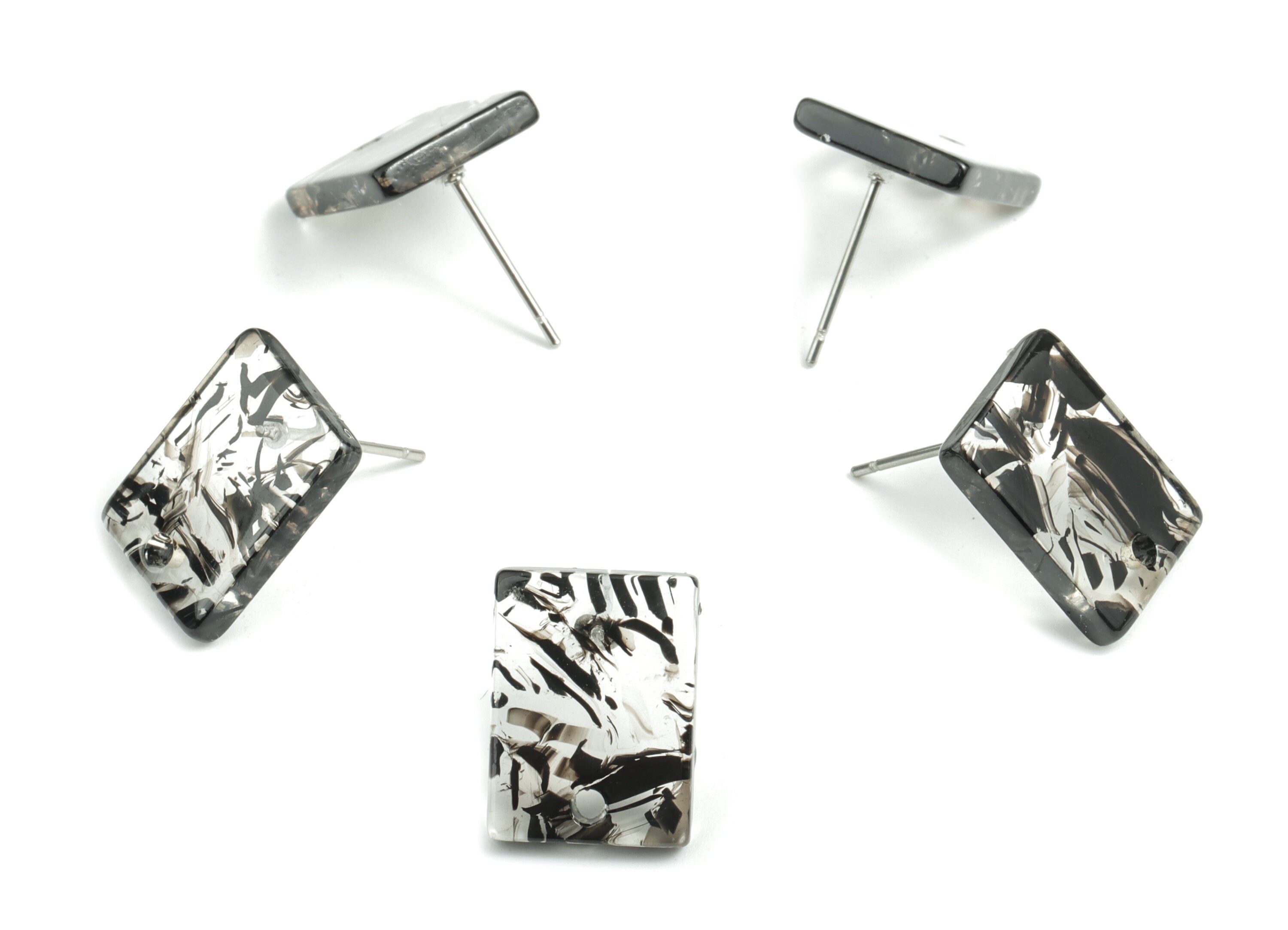 Acetate Rectangle Earring Stud - Rectangle Earring Post - Surgical Stud - Jewelry Supplies - Color Code: A505 - 15.5x11.8x2mm - AC1663-A505 - DOMEDBAZAAR
