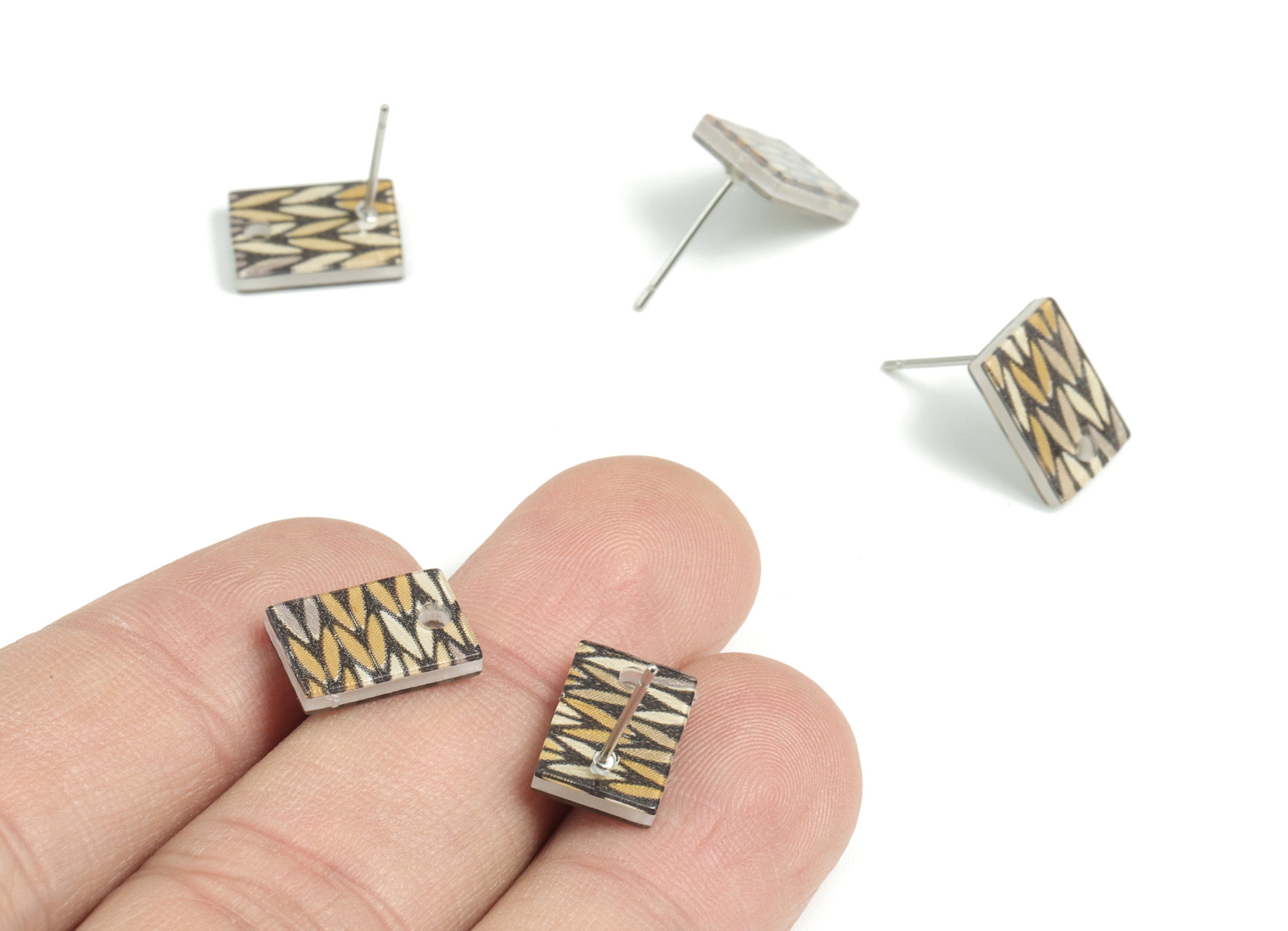 Acetate Rectangle Earring Stud - Rectangle Earring Post - Surgical Stud - Jewelry Supplies - Color Code: A525 - 15.5x11.8x2mm - AC1663-A525 - DOMEDBAZAAR
