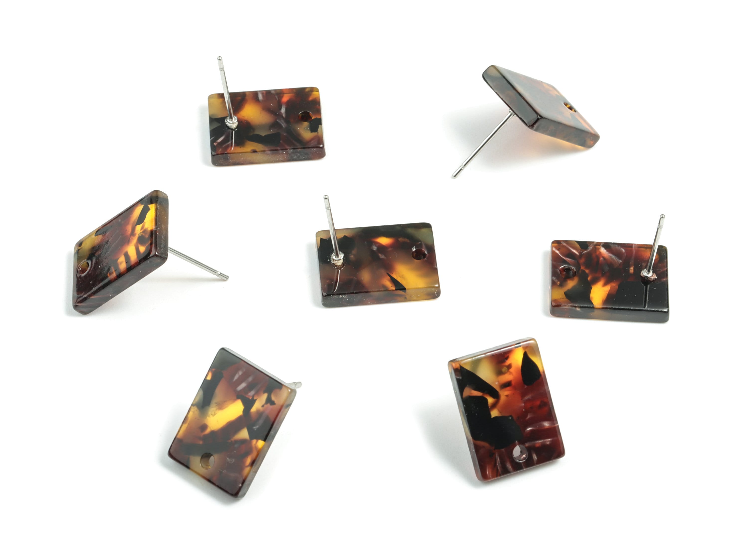 Acetate Rectangle Earring Stud - Rectangle Earring Post - Surgical Stud - Jewelry Supplies - Color Code: A507 - 15.5x11.8x2mm - AC1663-A507 - DOMEDBAZAAR