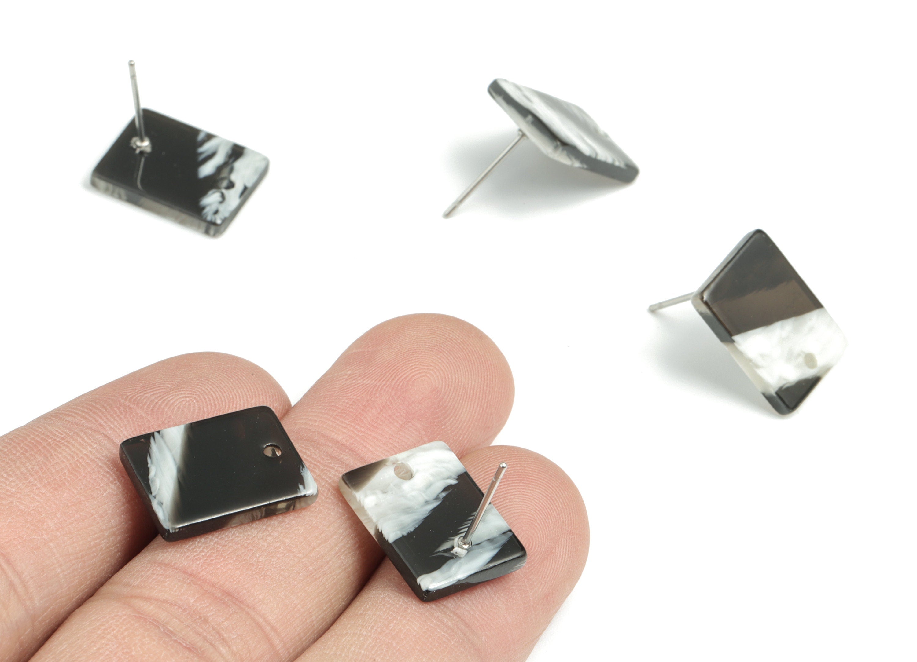 Acetate Rectangle Earring Stud - Rectangle Earring Post - Surgical Stud - Jewelry Supplies - Color Code: A527 - 15.5x11.8x2mm - AC1663-A527 - DOMEDBAZAAR