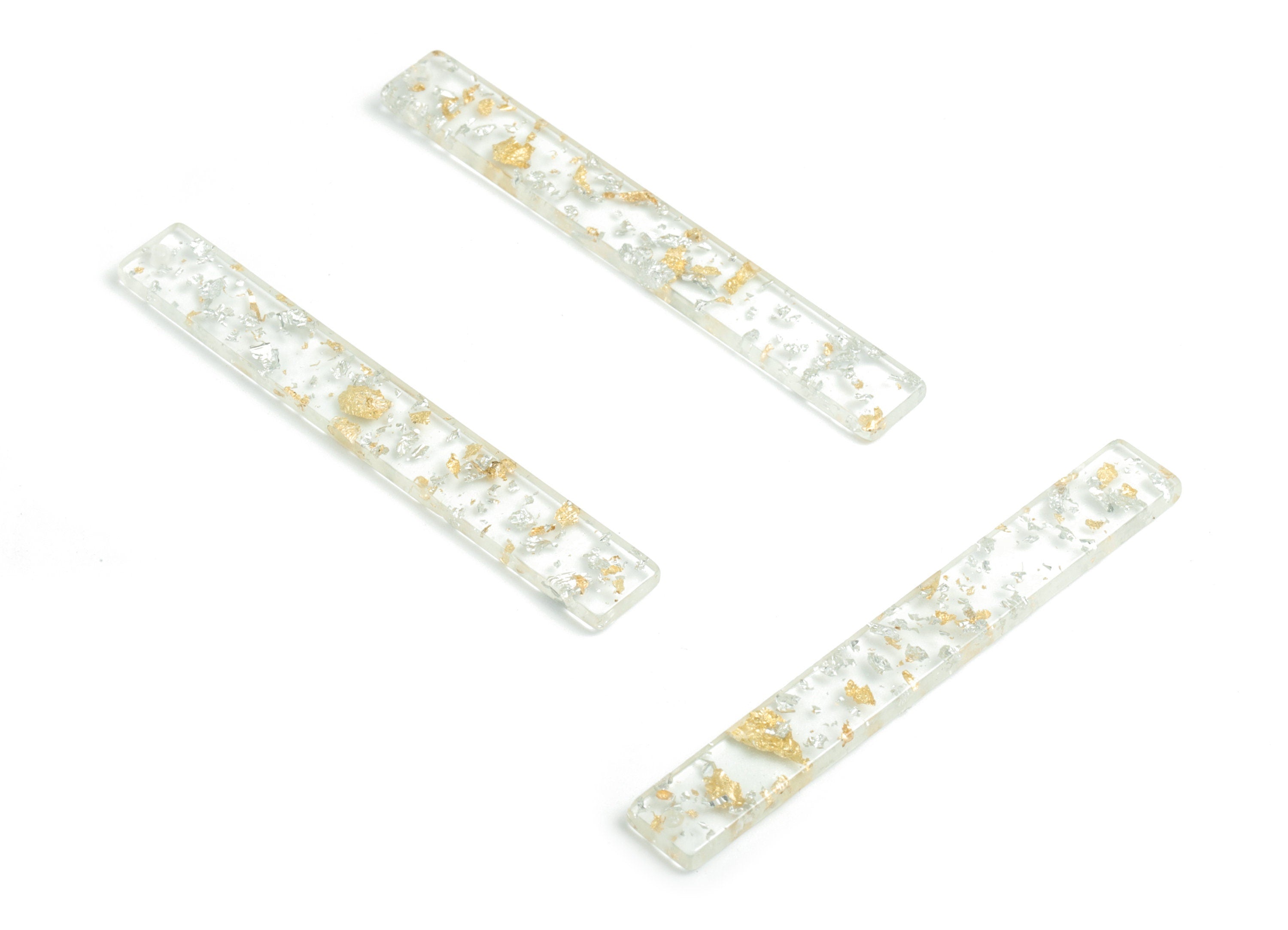 Acrylic Stick Charms - Gold Silver Foil & Confetti - Bar Earrings and Pendant - Color Code: A501 - 59.7x7.8x2.5mm - AC1049-A501 - DOMEDBAZAAR