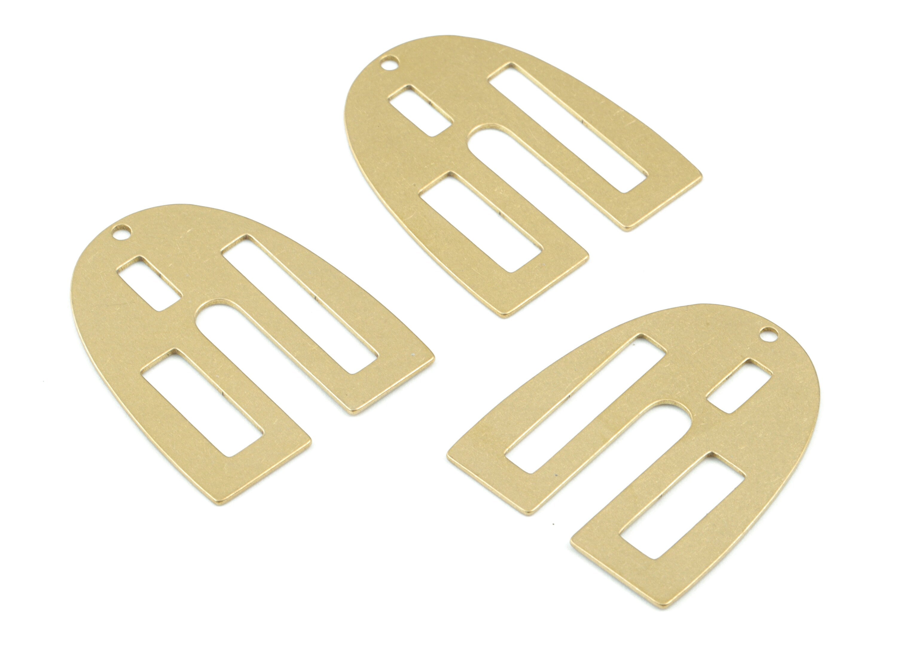 Rectangles Domed Pendant - Raw Brass Half Oval Earring Charms - Jewelry Making Supplies - 28x23x0.6mm - PPM3688 - DOMEDBAZAAR