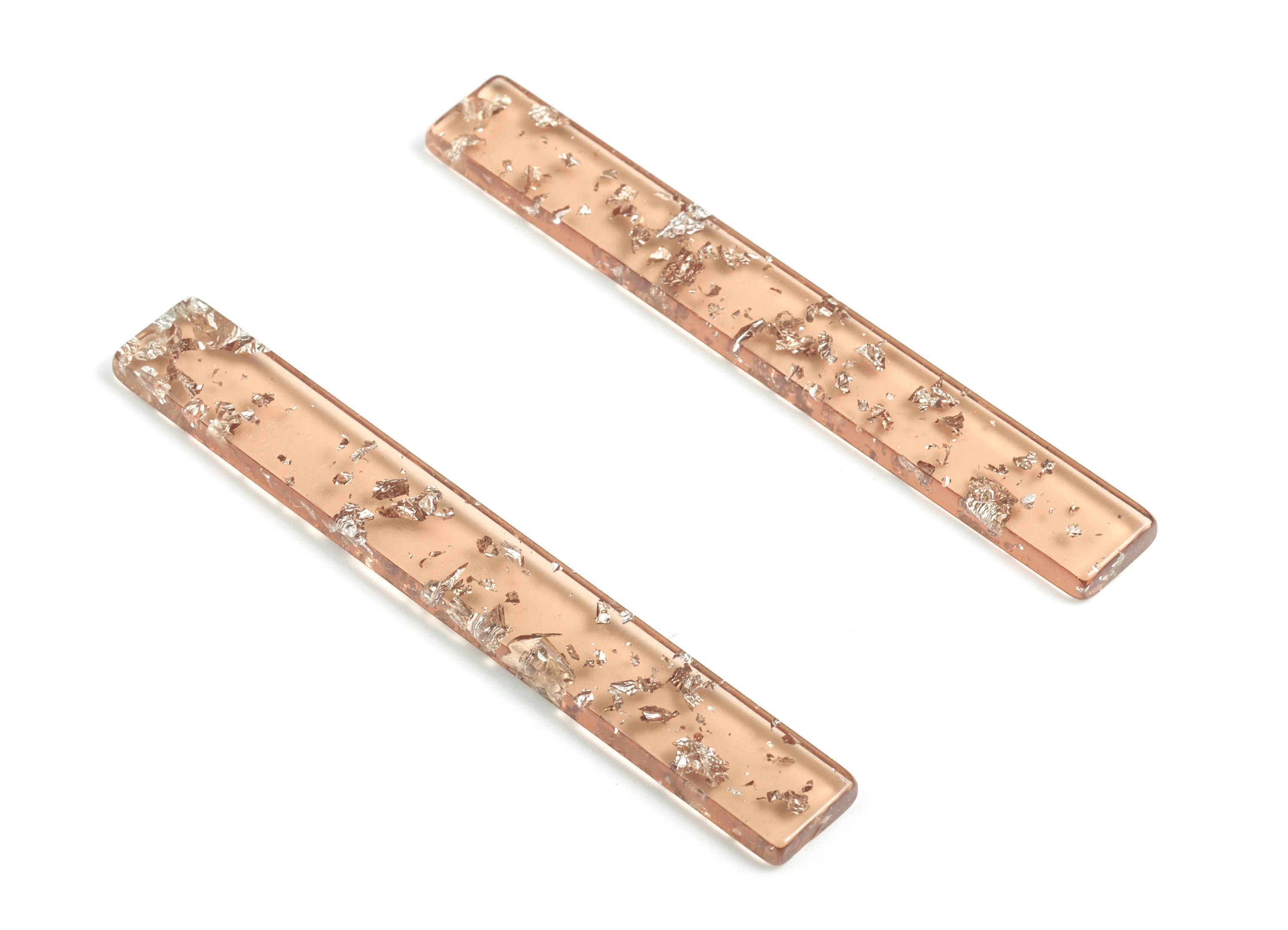 Acrylic Stick Charms - Brown Silver foil & Confetti - Bar Earrings and Pendant - Color Code: A509 - 59.7x7.8x2.5mm - AC1049-A509 - DOMEDBAZAAR