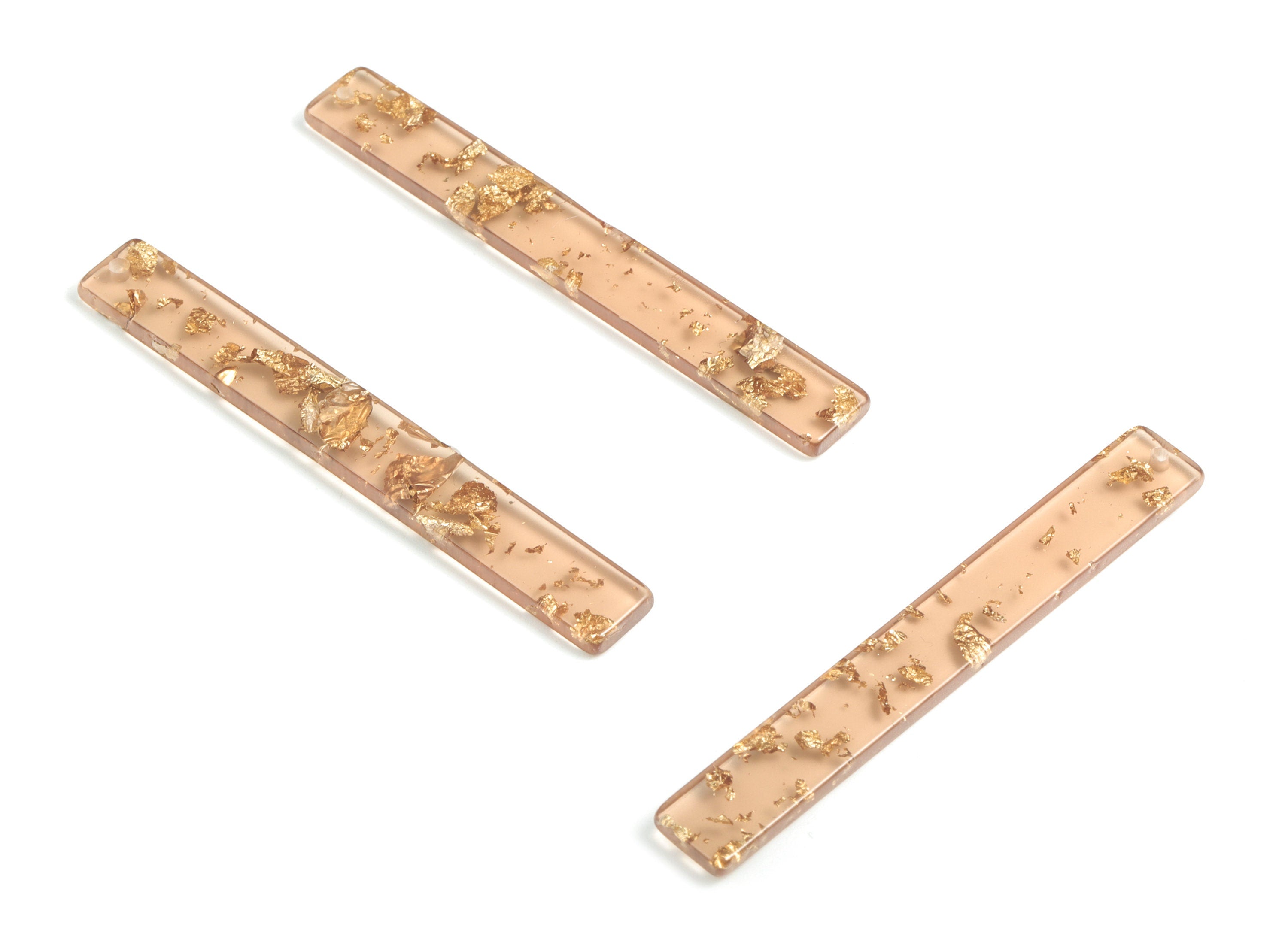 Acrylic Stick Charms - Brown Gold foil & Confetti - Bar Earrings and Pendant - Color Code: A518 - 59.7x7.8x2.5mm - AC1049-A518 - DOMEDBAZAAR
