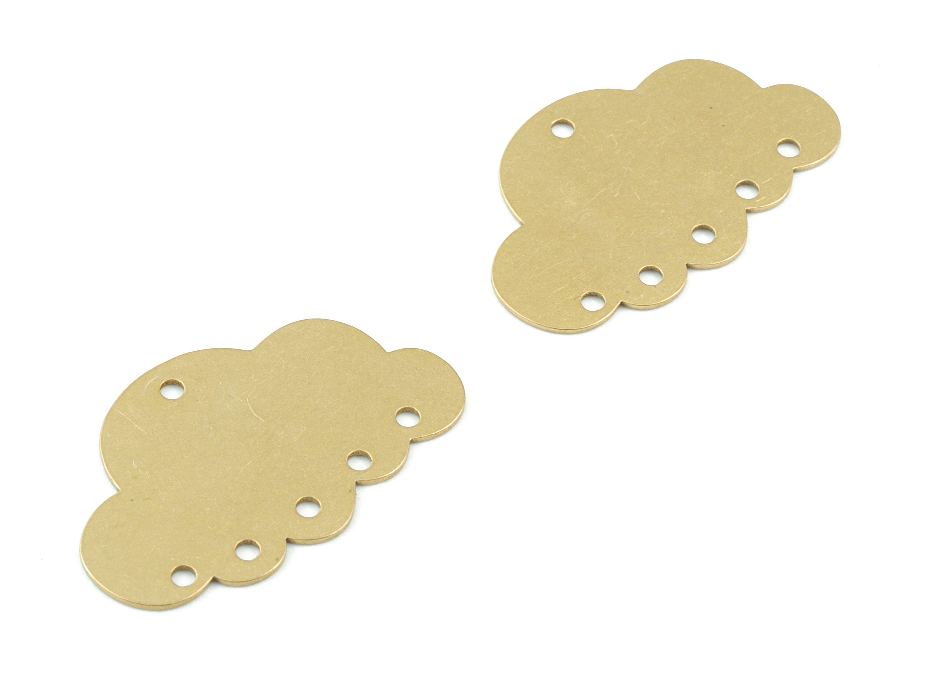 Personalized stamping blank - Cloud Earring Connector - 6 holes - Raw Brass Cloud Earring Charms - 30x19x0.6mm - PPM3677 - DOMEDBAZAAR