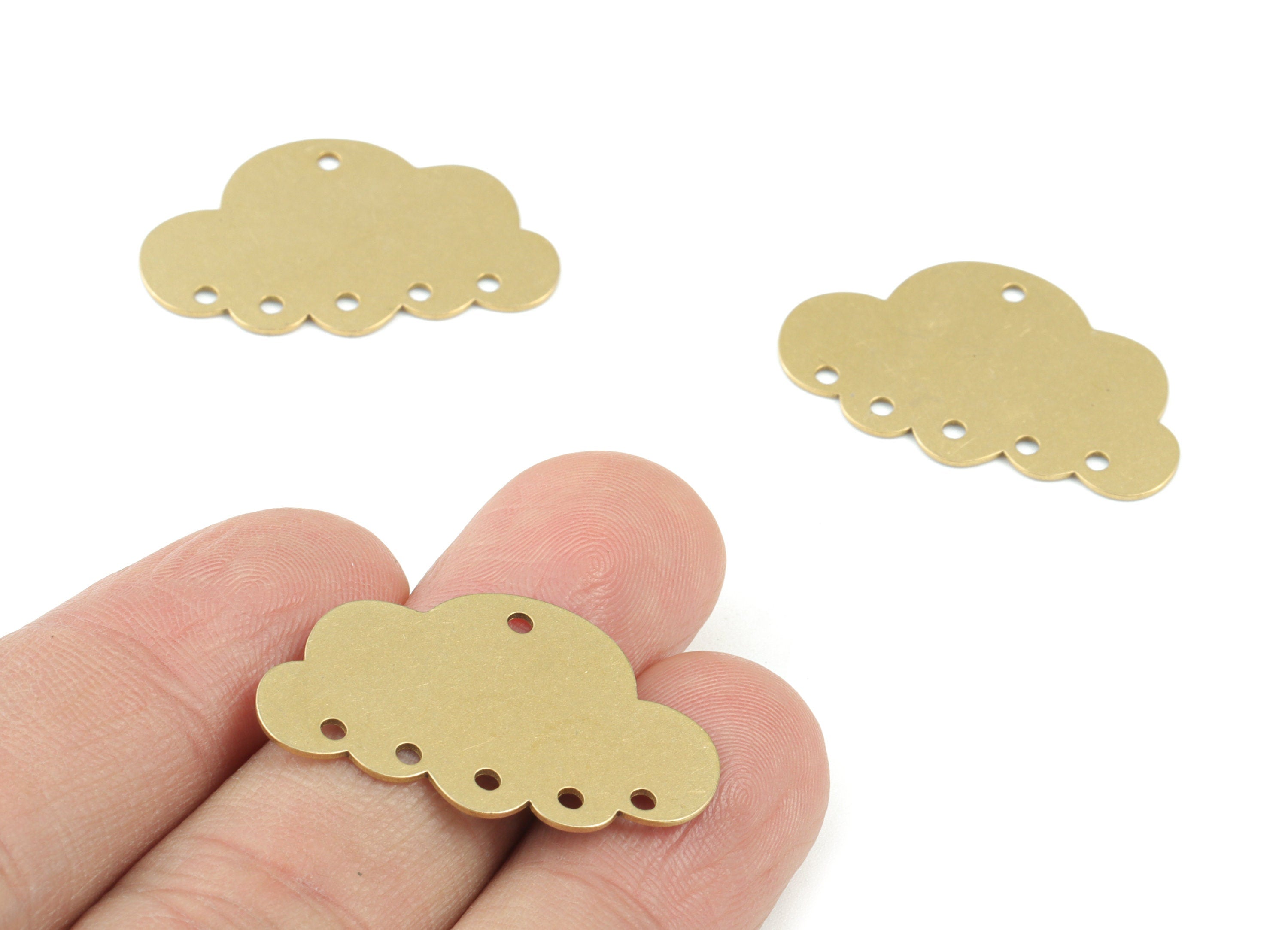 Personalized stamping blank - Cloud Earring Connector - 6 holes - Raw Brass Cloud Earring Charms - 30x19x0.6mm - PPM3677 - DOMEDBAZAAR