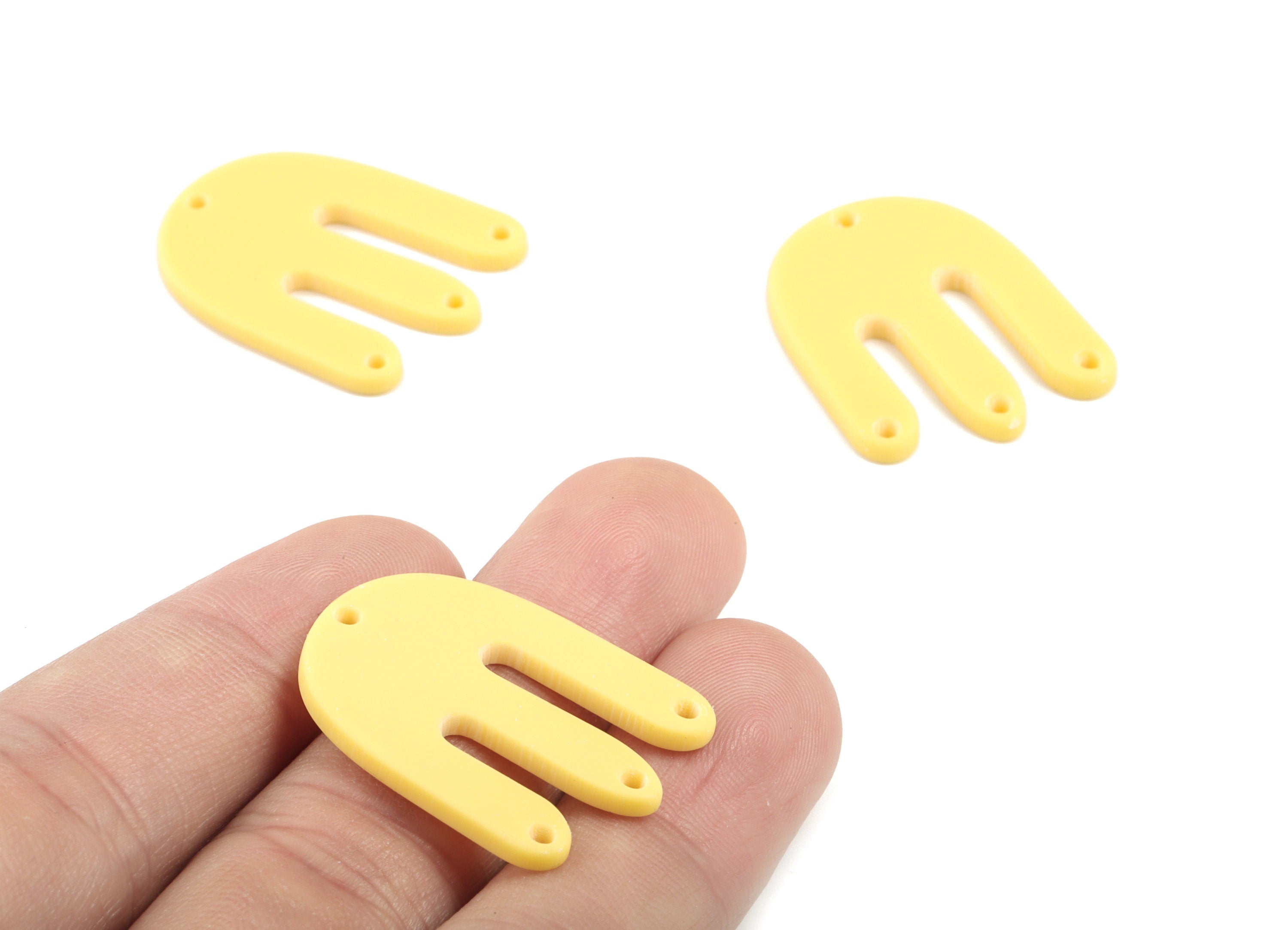 Acrylic D Earring Connector - Yellow M Earring Charms - 4 Holes - Jewelry Supplies - Color Code:A474 - 29.8x22.93x1.95mm - AC2032-A474 - DOMEDBAZAAR