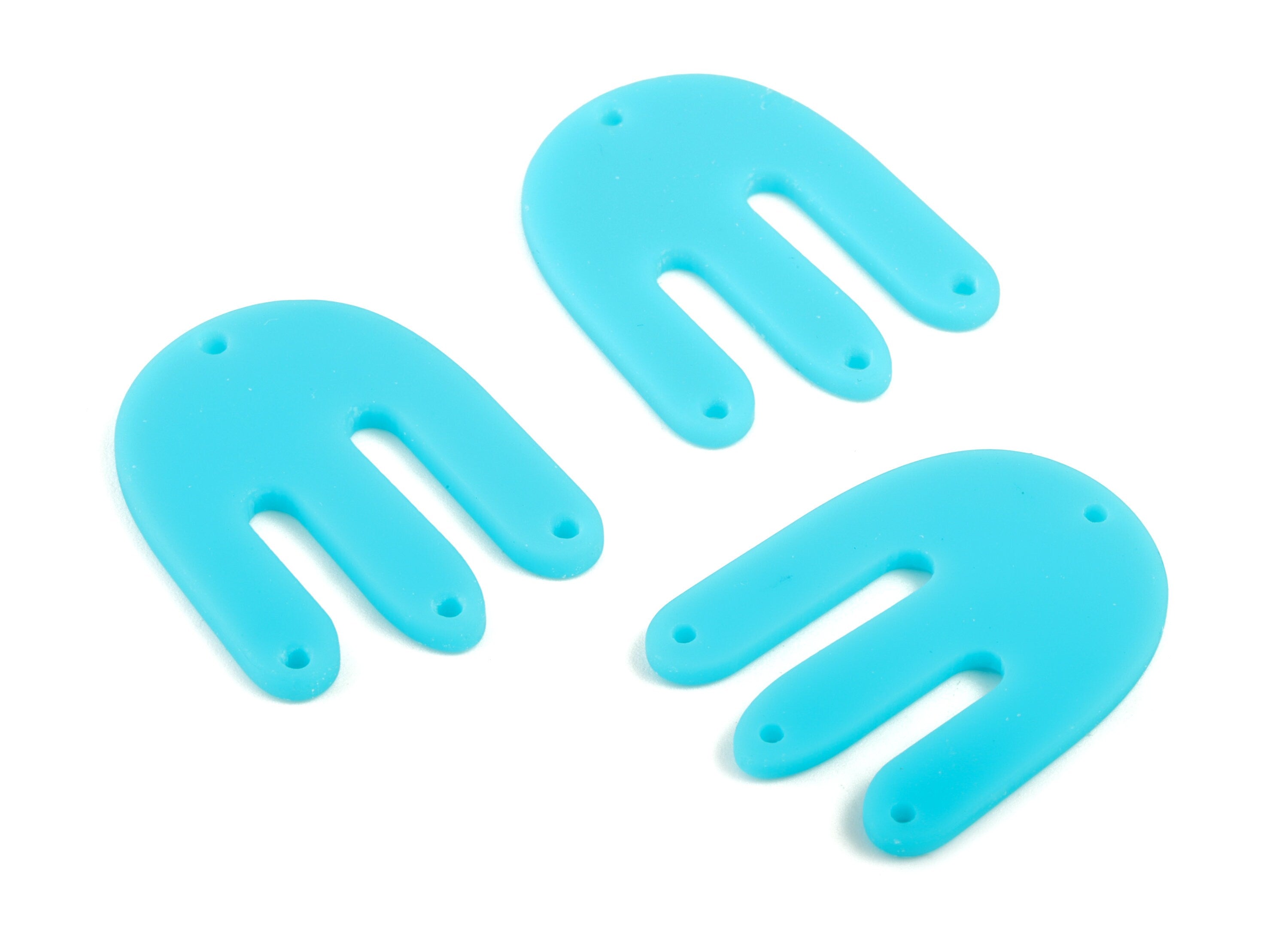 Acrylic D Earring Connector - Blue M Earring Charms - 4 Holes - Jewelry Supplies - Color Code:A497 - 29.8x22.93x1.95mm - AC2032-A497 - DOMEDBAZAAR