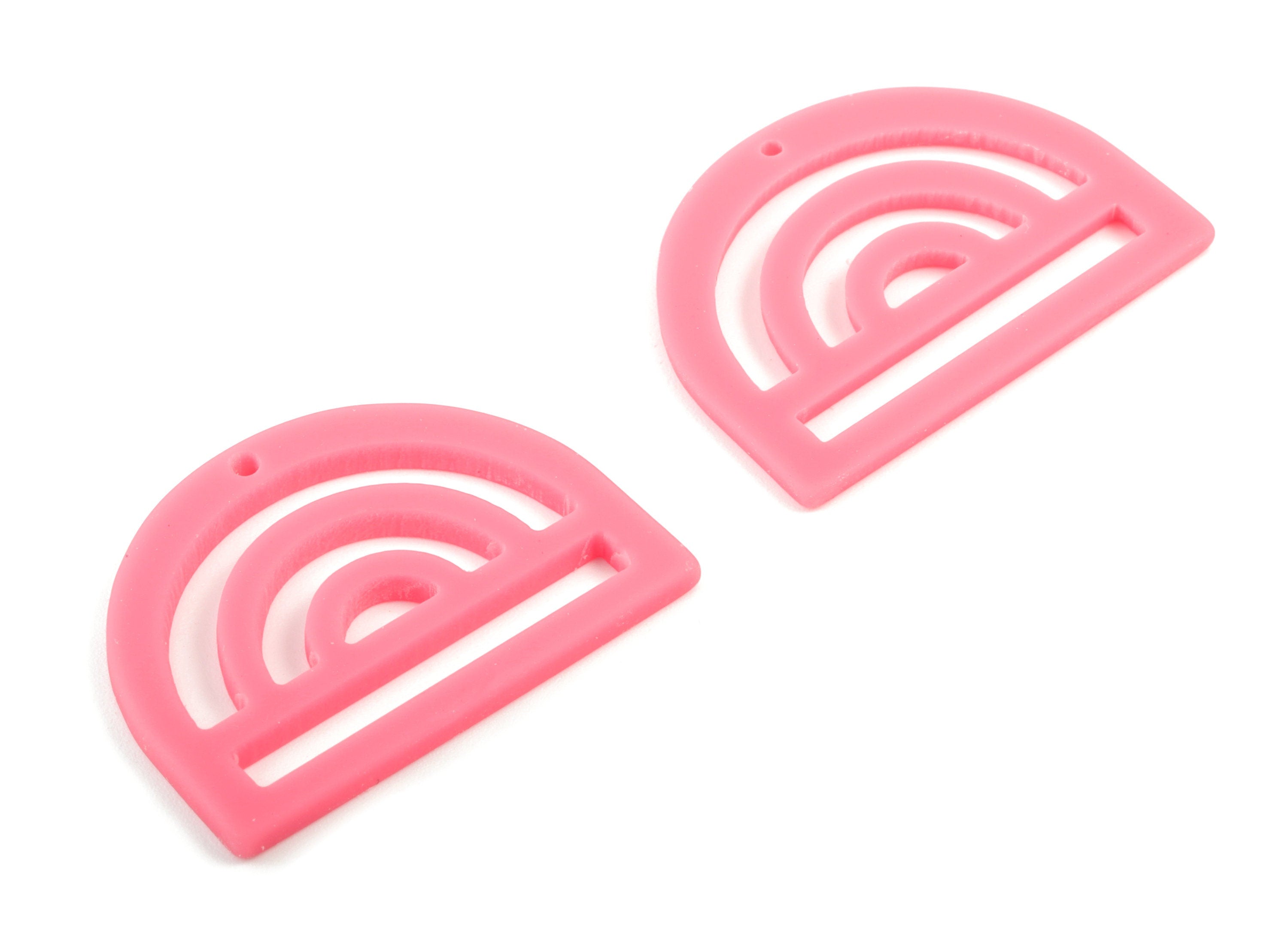 Acrylic Rainbow Earring Charms - Pink Rainbow D Pendant - Jewelry Supplies - Color Code:A484 - 35.29x25.77x2.15mm - AC2029-A484 - DOMEDBAZAAR