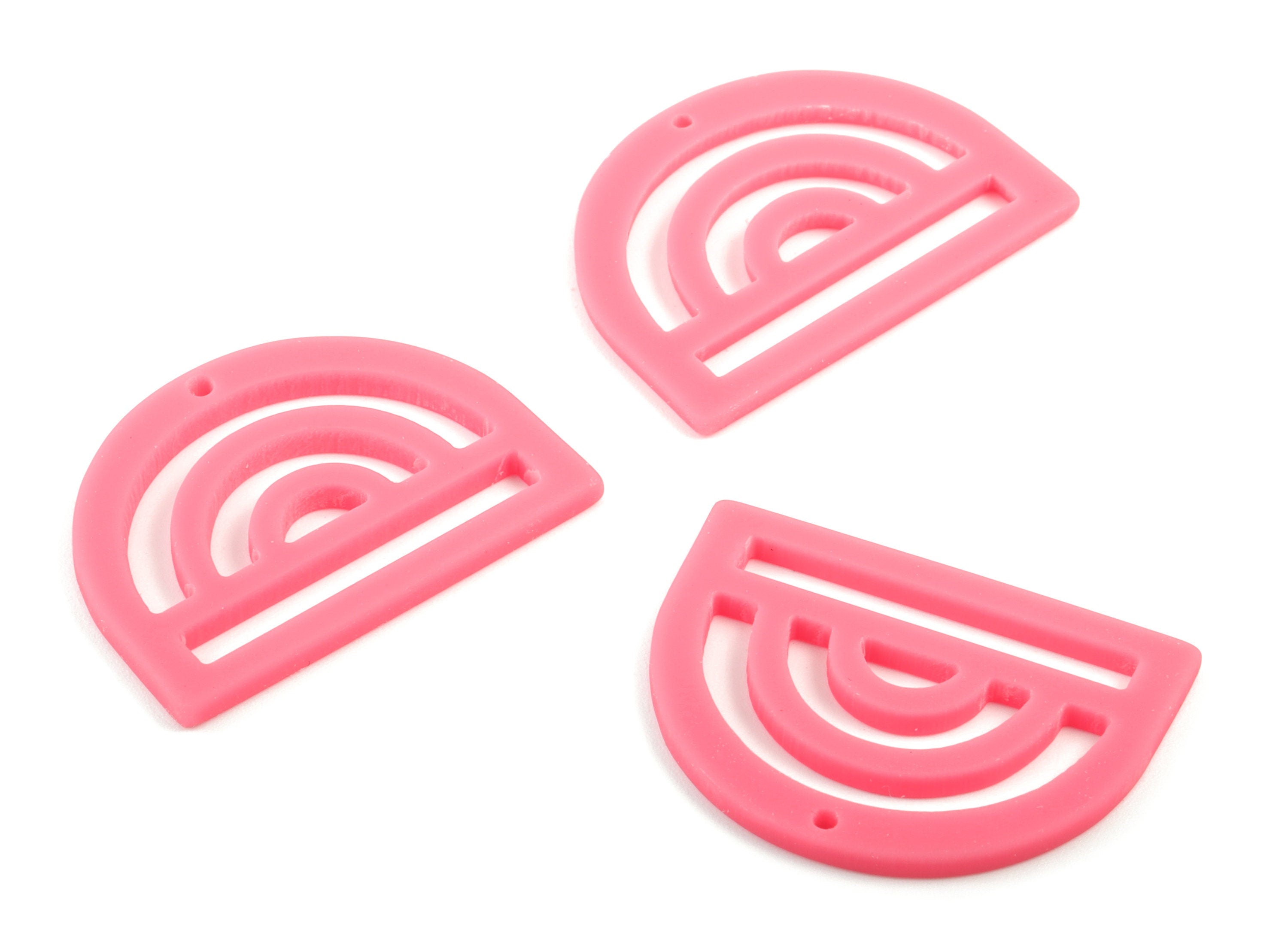 Acrylic Rainbow Earring Charms - Pink Rainbow D Pendant - Jewelry Supplies - Color Code:A484 - 35.29x25.77x2.15mm - AC2029-A484 - DOMEDBAZAAR