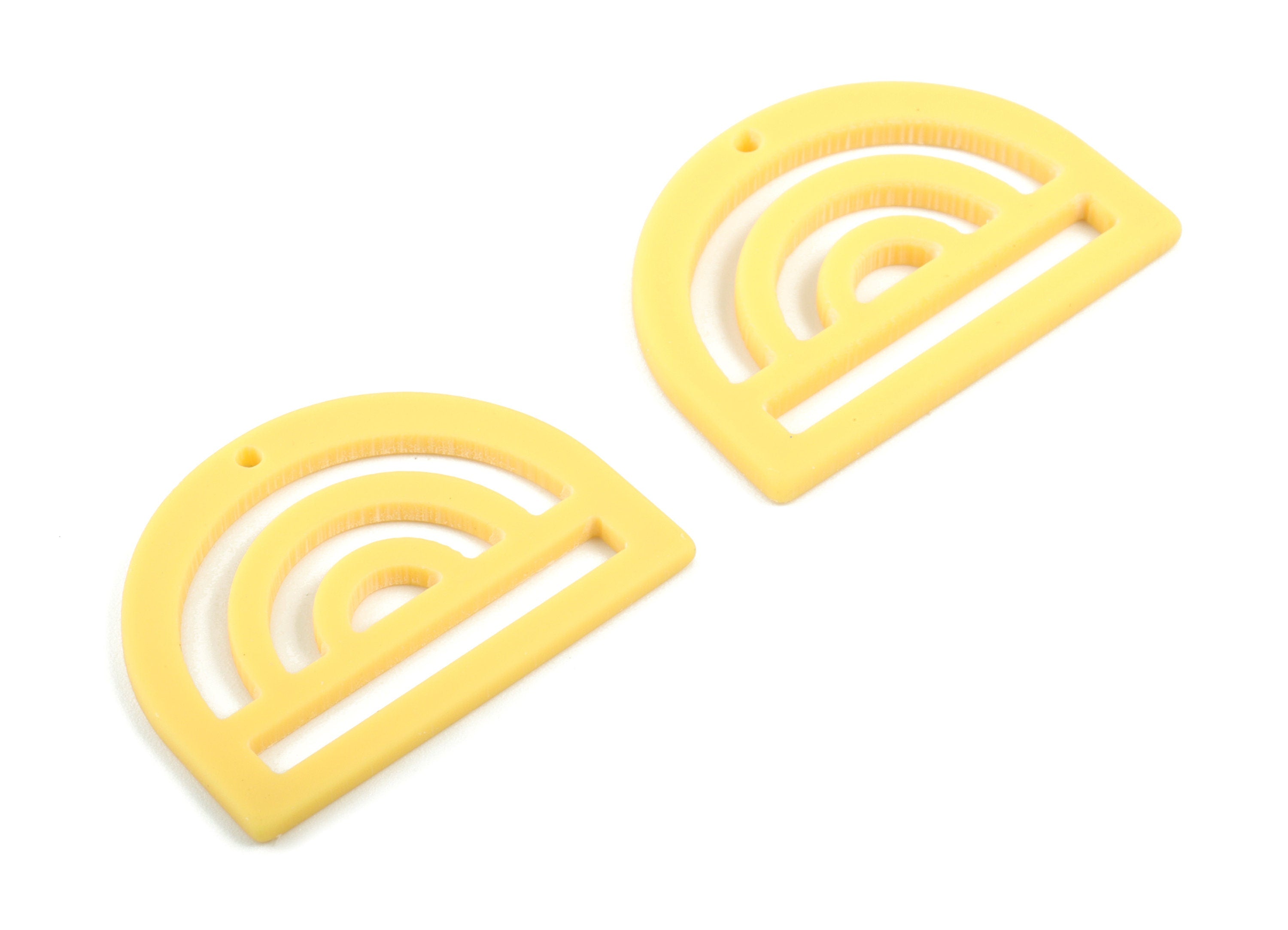 Acrylic Rainbow Earring Charms - Yellow Rainbow D Pendant - Jewelry Supplies - Color Code:A474 - 35.29x25.77x2.15mm - AC2029-A474 - DOMEDBAZAAR