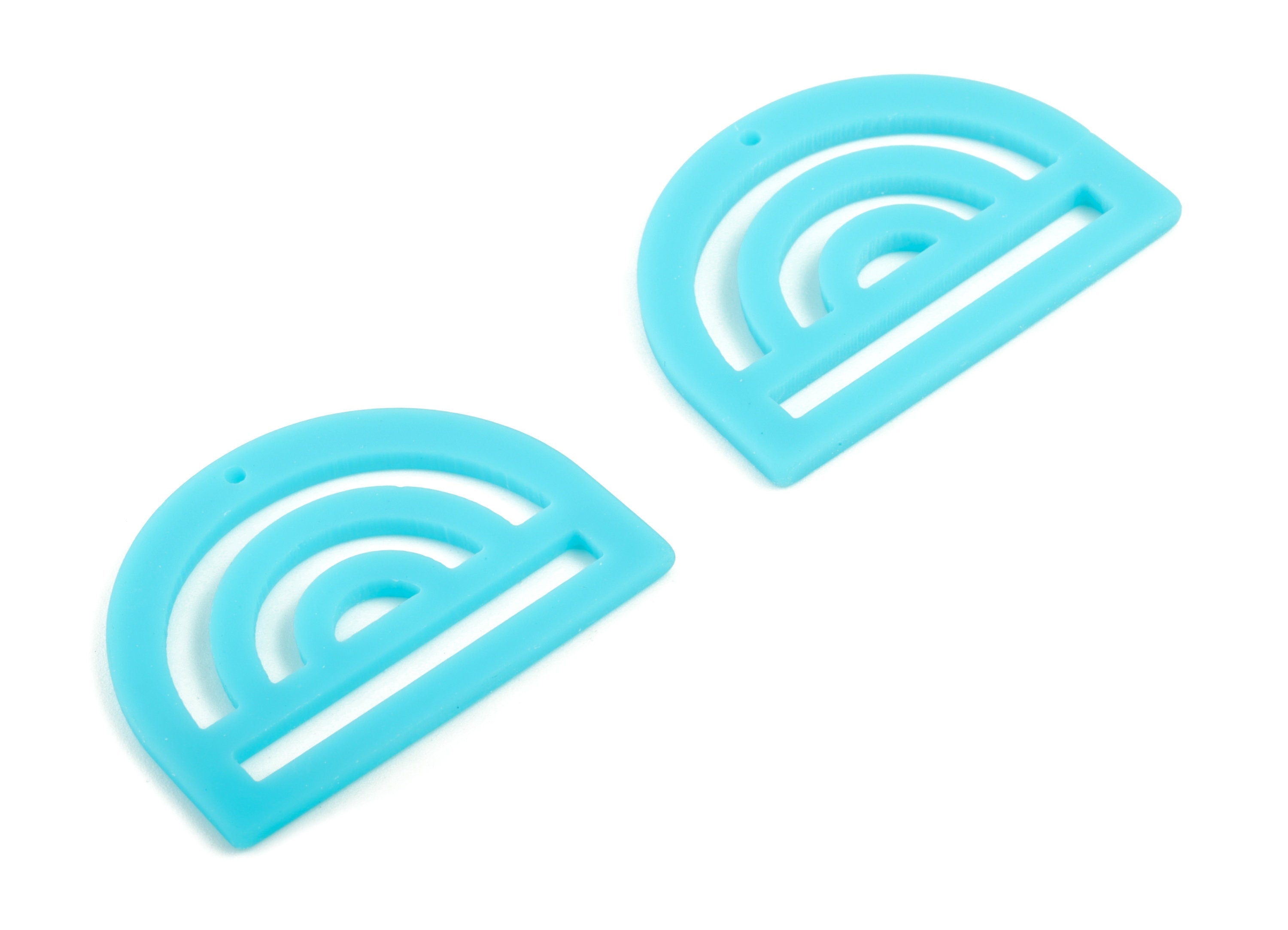 Acrylic Rainbow Earring Charms - Blue Rainbow D Pendant - Jewelry Supplies - Color Code:A497 - 35.29x25.77x2.15mm - AC2029-A497 - DOMEDBAZAAR