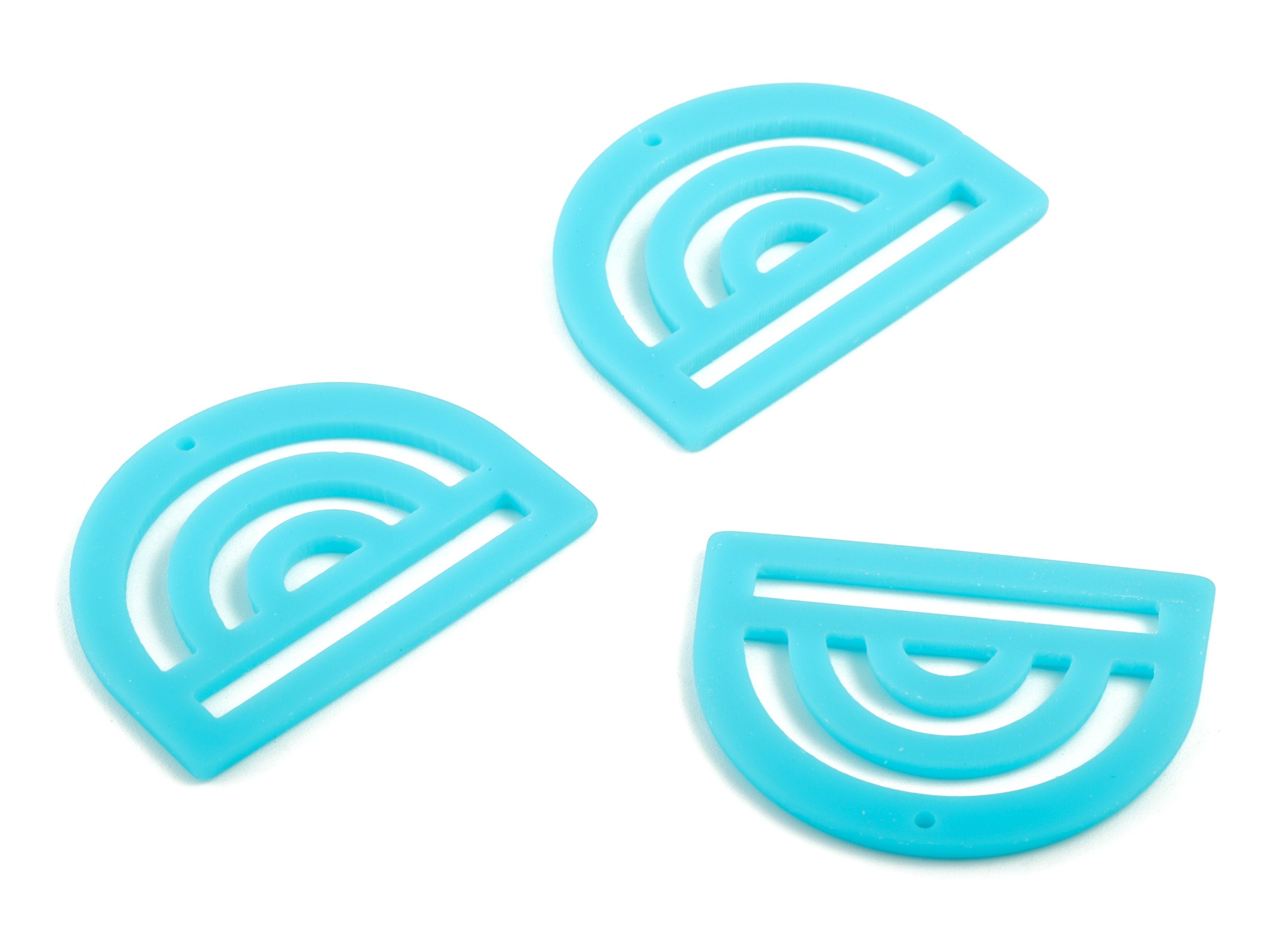 Acrylic Rainbow Earring Charms - Blue Rainbow D Pendant - Jewelry Supplies - Color Code:A497 - 35.29x25.77x2.15mm - AC2029-A497 - DOMEDBAZAAR