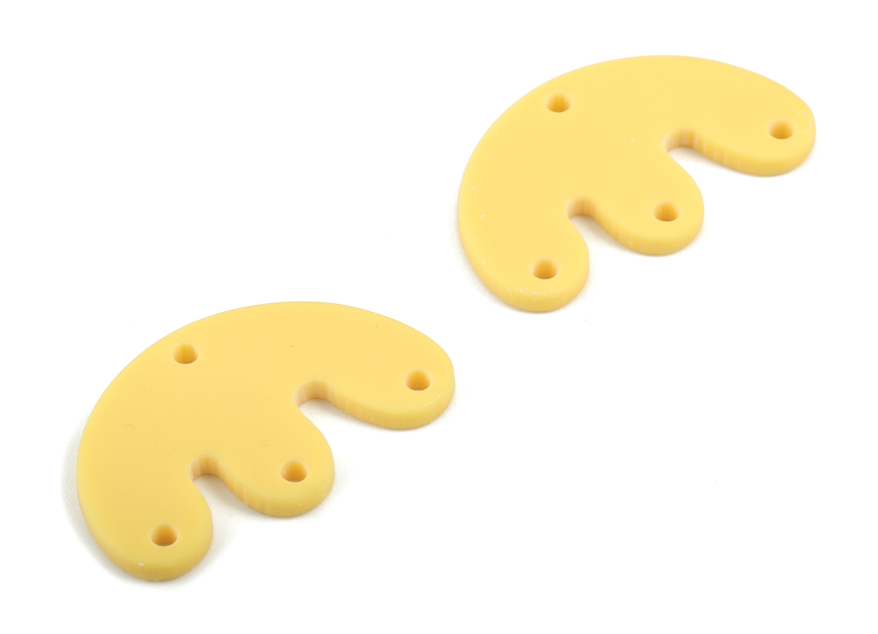 Acrylic D Earring Connector - Yellow M Earring Charms - 4 Holes - Jewelry Supplies - Color Code:A474 - 29.66x18.22x2.11mm - AC2035-A474 - DOMEDBAZAAR