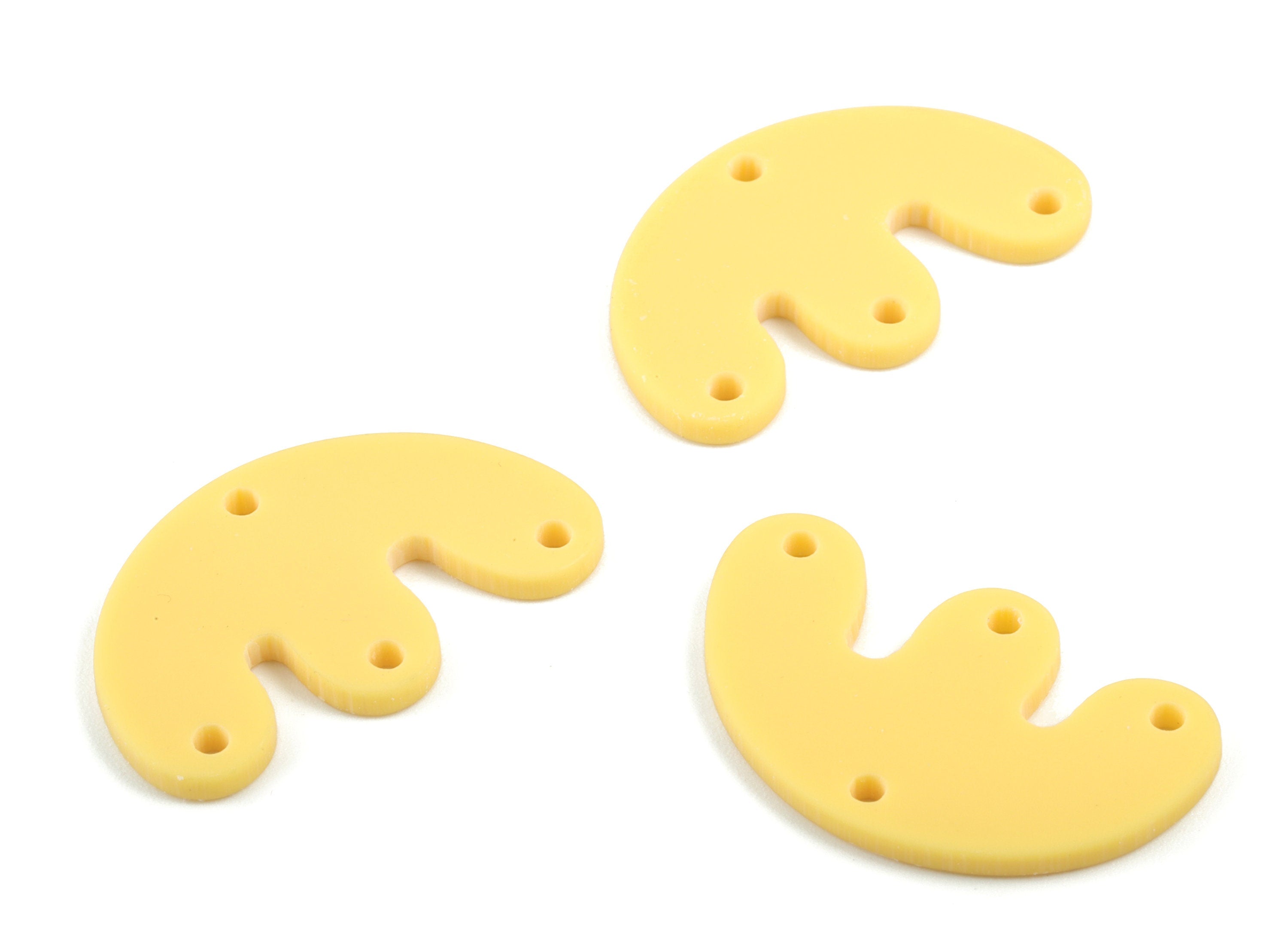 Acrylic D Earring Connector - Yellow M Earring Charms - 4 Holes - Jewelry Supplies - Color Code:A474 - 29.66x18.22x2.11mm - AC2035-A474 - DOMEDBAZAAR