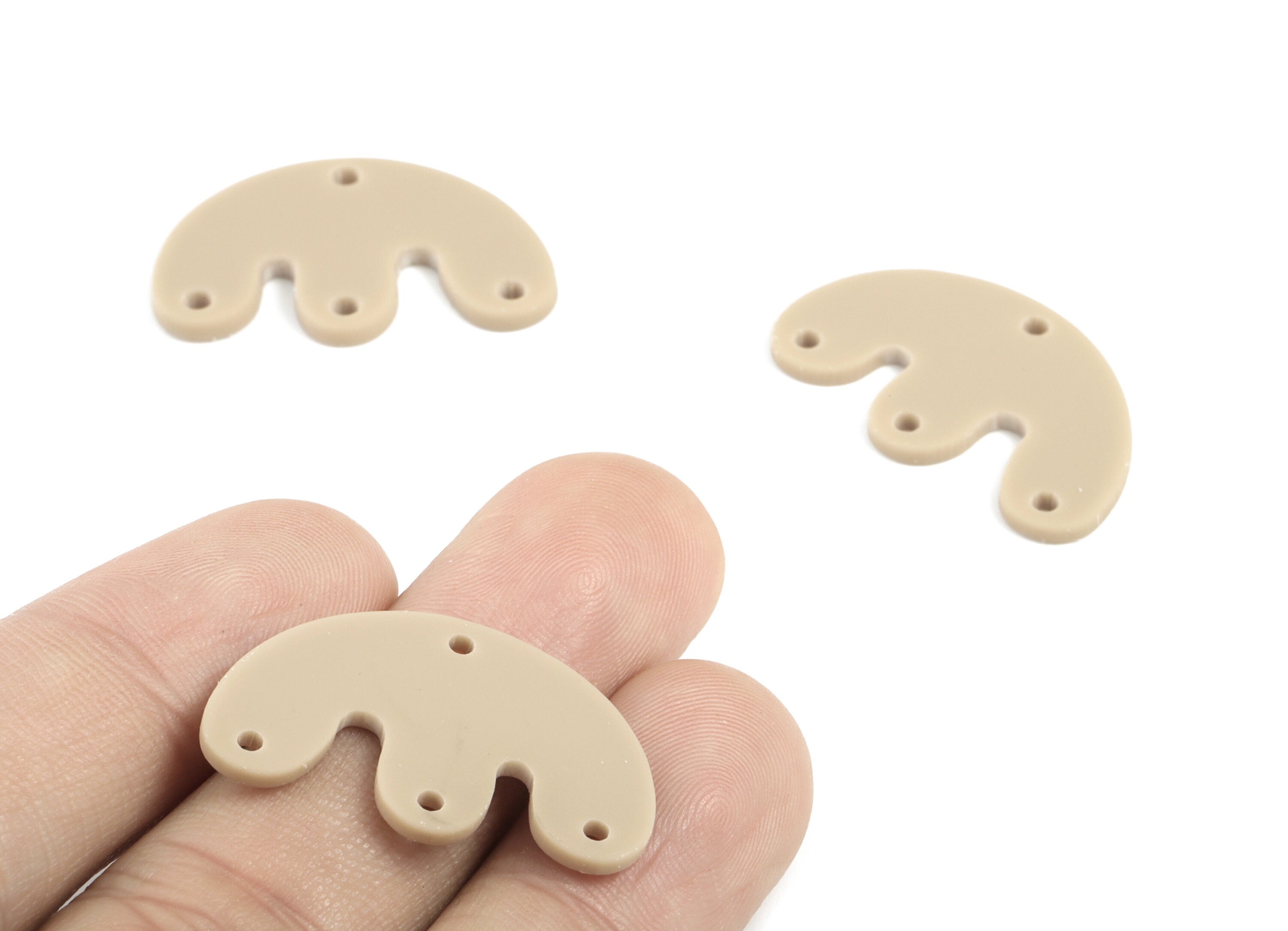 Acrylic D Earring Connector - Brown M Earring Charms - 4 Holes - Jewelry Supplies - Color Code:A498 - 29.66x18.22x2.11mm - AC2035-A498 - DOMEDBAZAAR