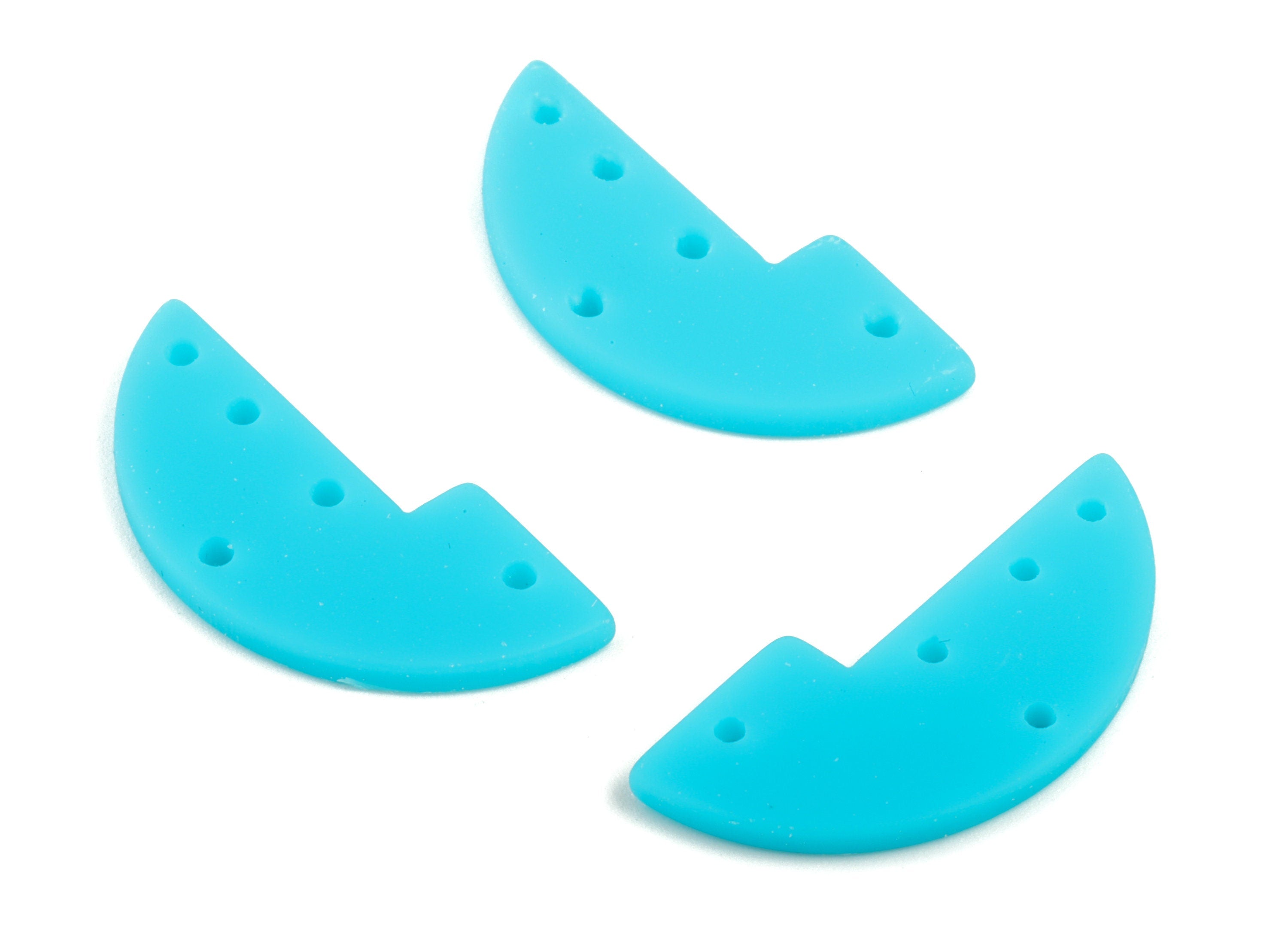 Acrylic Half Moon Earring Connector - Blue Semi Circle Earring Charms - 5 Holes - Color Code:A497 - 29.54x13.22x2.43mm - AC2036-A497 - DOMEDBAZAAR