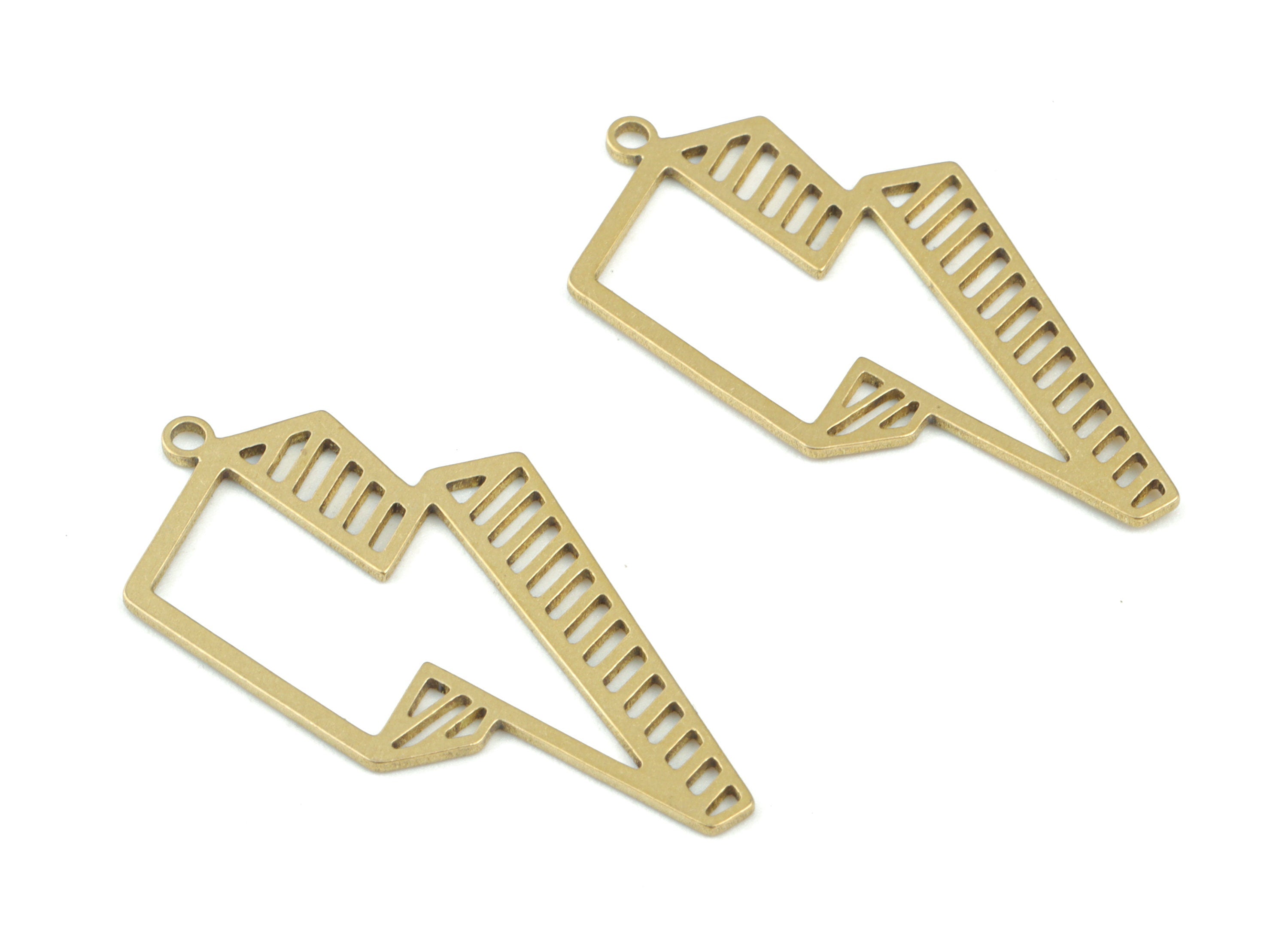 Lightning Thunderbolt Pendant - Raw Brass Thunderbolt Earring Charms - Jewelry Making Supplies - 32x17x0.7mm - PPM3680 - DOMEDBAZAAR