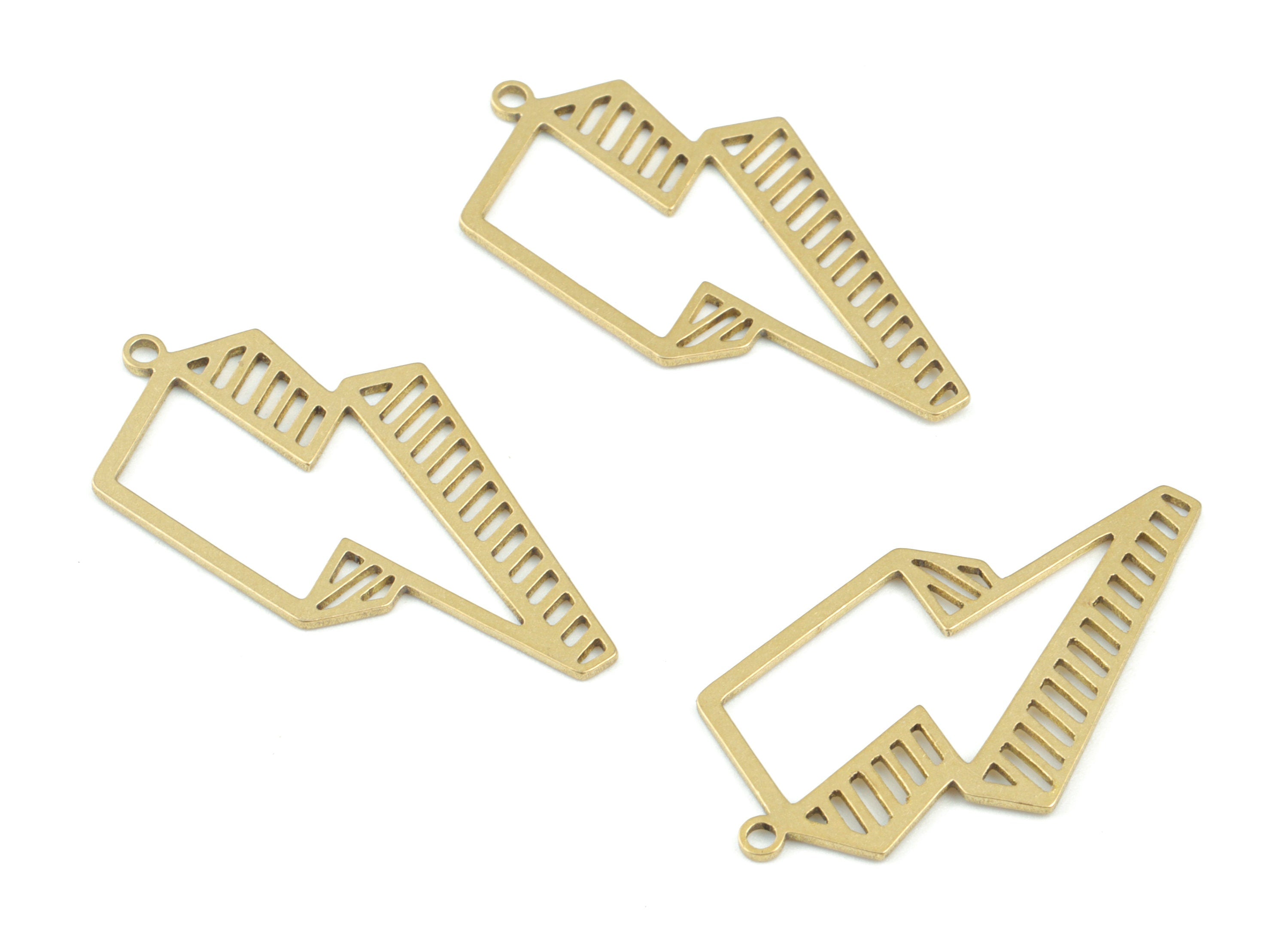 Lightning Thunderbolt Pendant - Raw Brass Thunderbolt Earring Charms - Jewelry Making Supplies - 32x17x0.7mm - PPM3680 - DOMEDBAZAAR