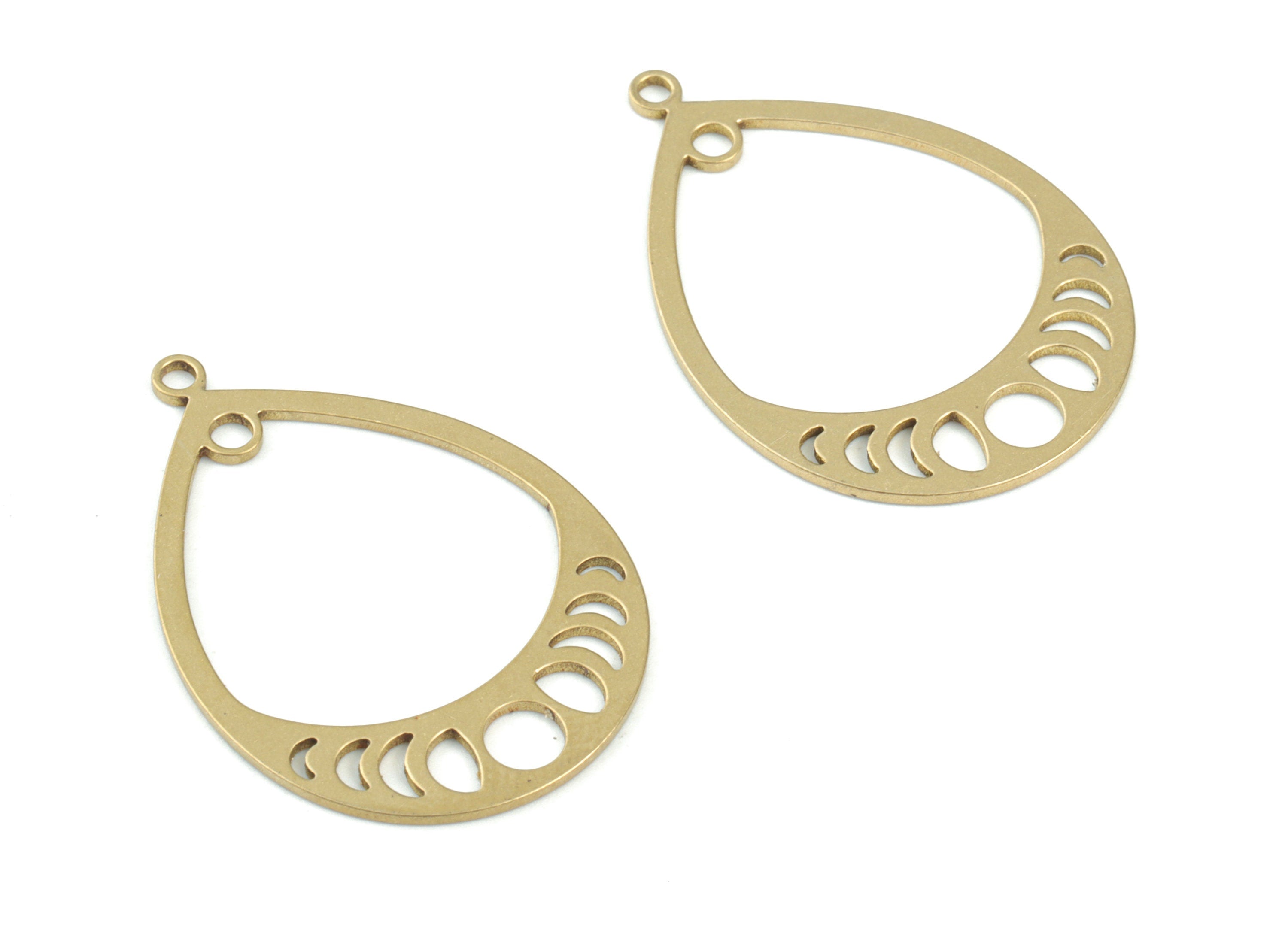 Drop Moon Phases Pendant - Raw Brass Phases of Moon Drop Earring Charm - Moon Phases Charm - Jewellery Supplies - 30x21x0.7mm - PPM3624 - DOMEDBAZAAR
