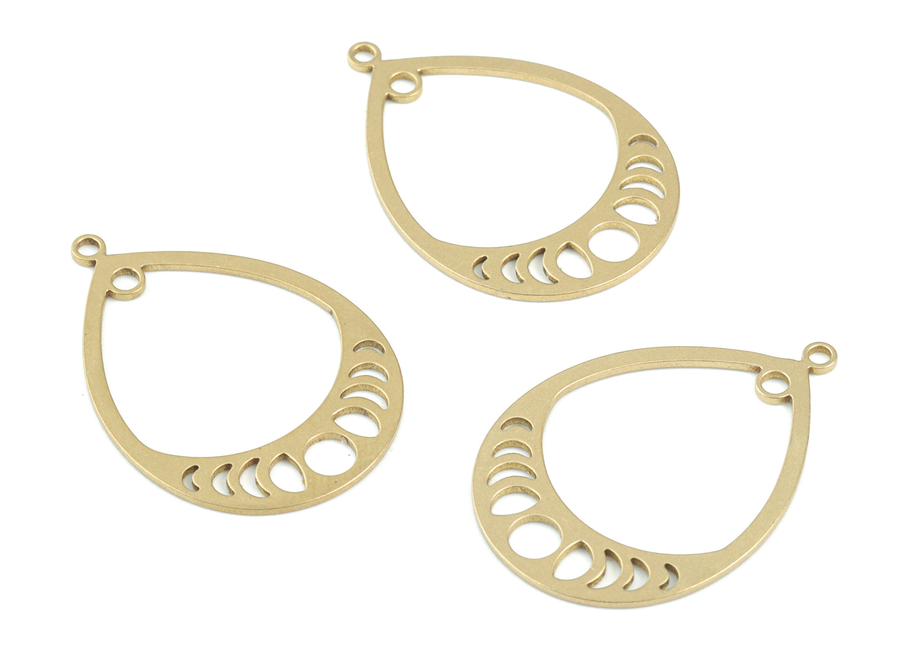 Drop Moon Phases Pendant - Raw Brass Phases of Moon Drop Earring Charm - Moon Phases Charm - Jewellery Supplies - 30x21x0.7mm - PPM3624 - DOMEDBAZAAR