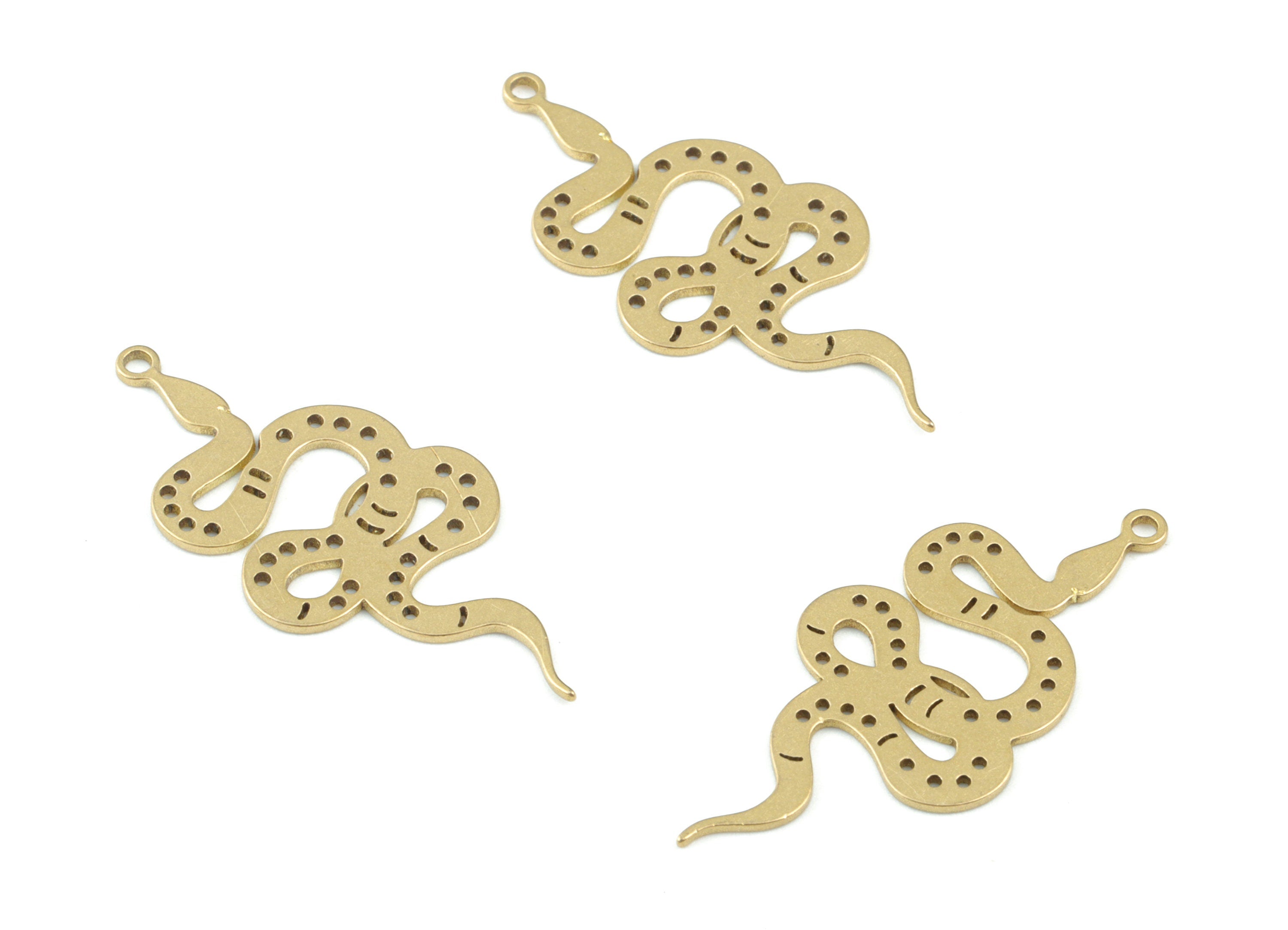 Snake Brass Earring Charms - Raw Brass Snake Pendant - Brass Snake Charm - Jewellery Making Supplies - 32x15x0.7mm - PPM3659 - DOMEDBAZAAR