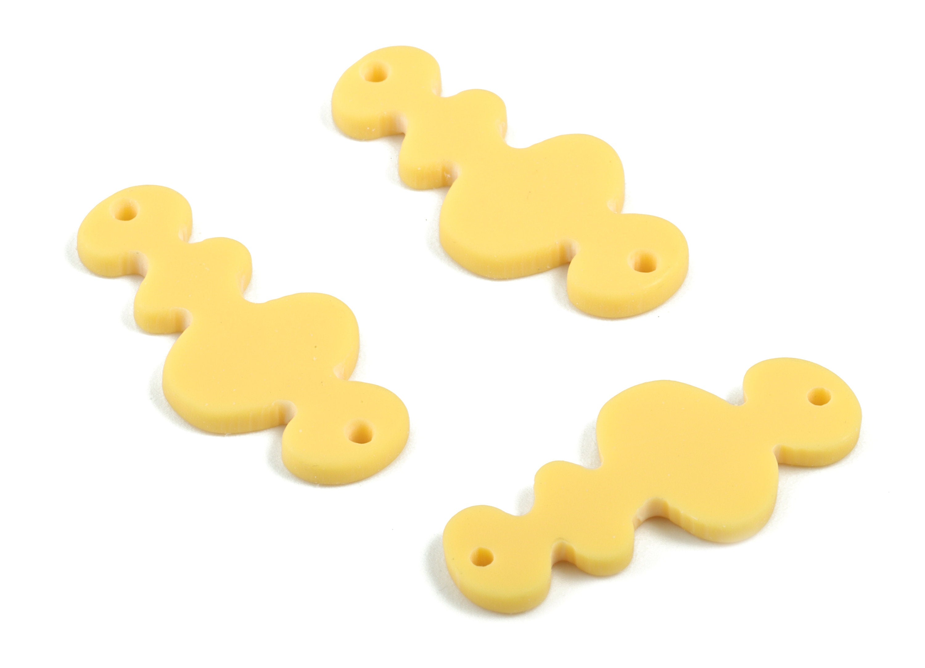 Acrylic Waves Earring Connector - Yellow Waves Earring Charms - 2 Holes - Jewelry Supplies - Color Code:A474 - 29.65x13.41x2mm - AC2033-A474 - DOMEDBAZAAR
