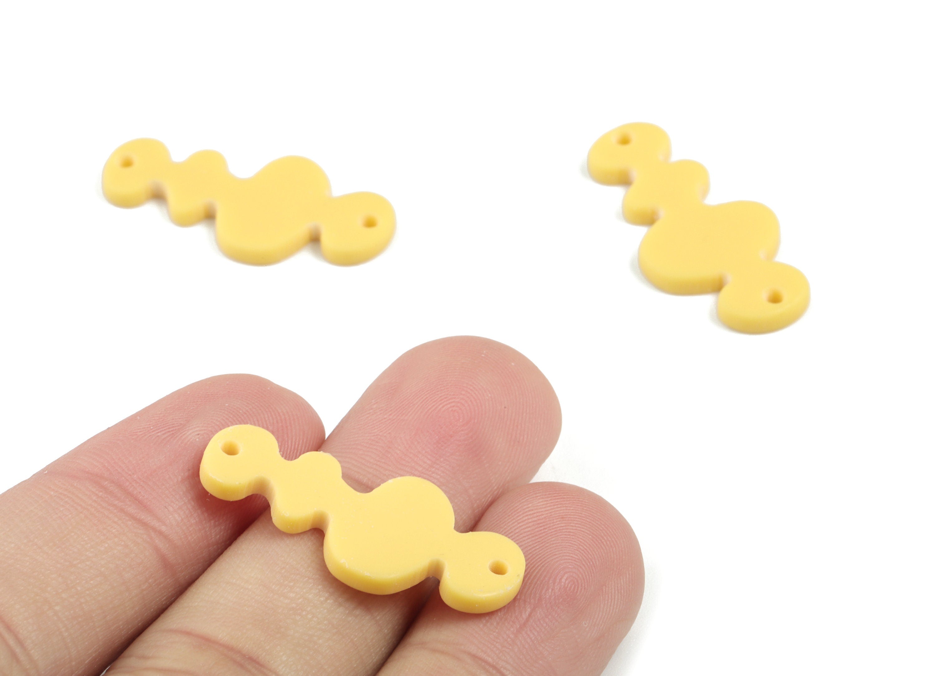 Acrylic Waves Earring Connector - Yellow Waves Earring Charms - 2 Holes - Jewelry Supplies - Color Code:A474 - 29.65x13.41x2mm - AC2033-A474 - DOMEDBAZAAR