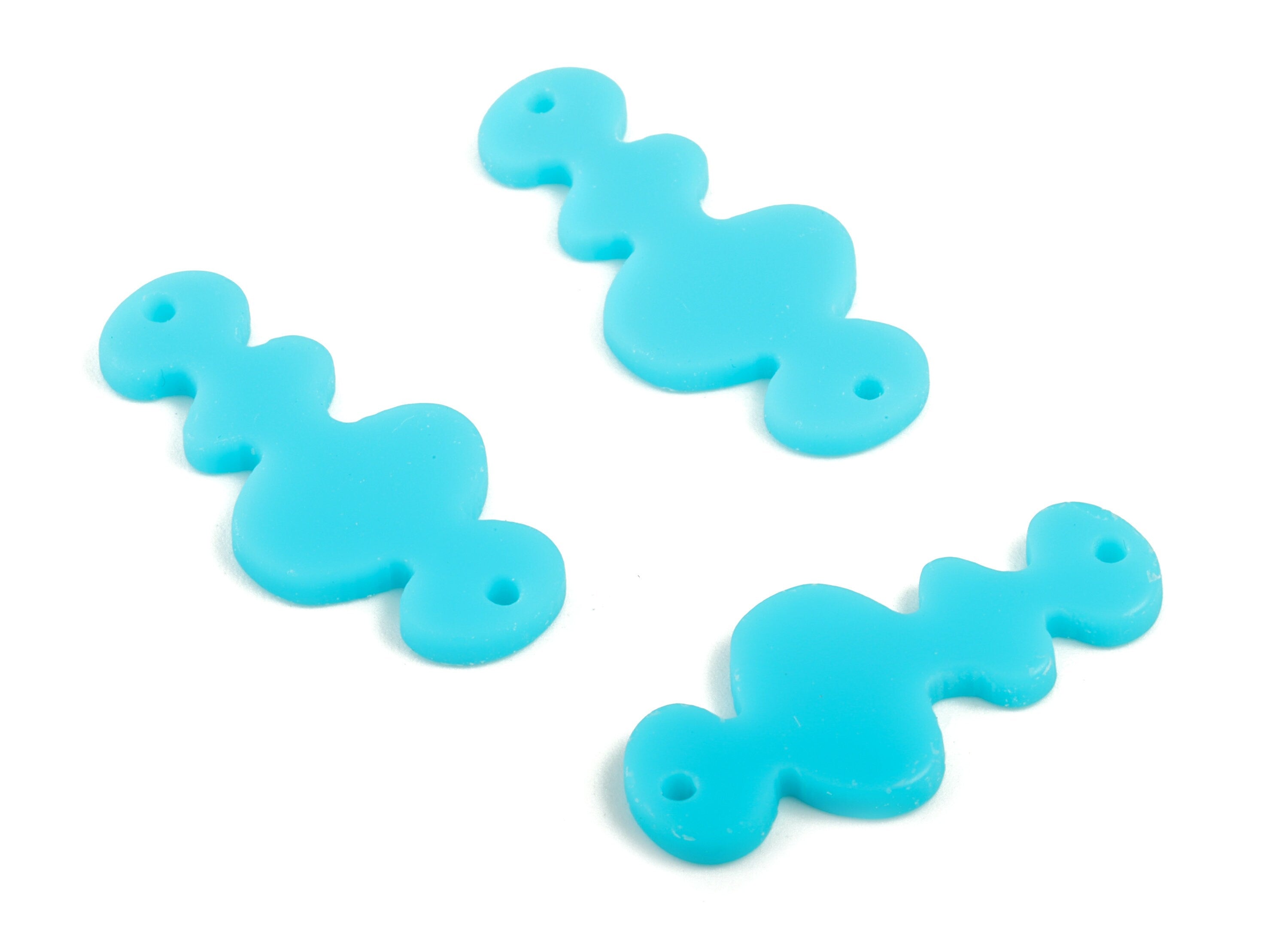 Acrylic Waves Earring Connector - Blue Waves Earring Charms - 2 Holes - Jewelry Supplies - Color Code:A497 - 29.65x13.41x2mm - AC2033-A497 - DOMEDBAZAAR
