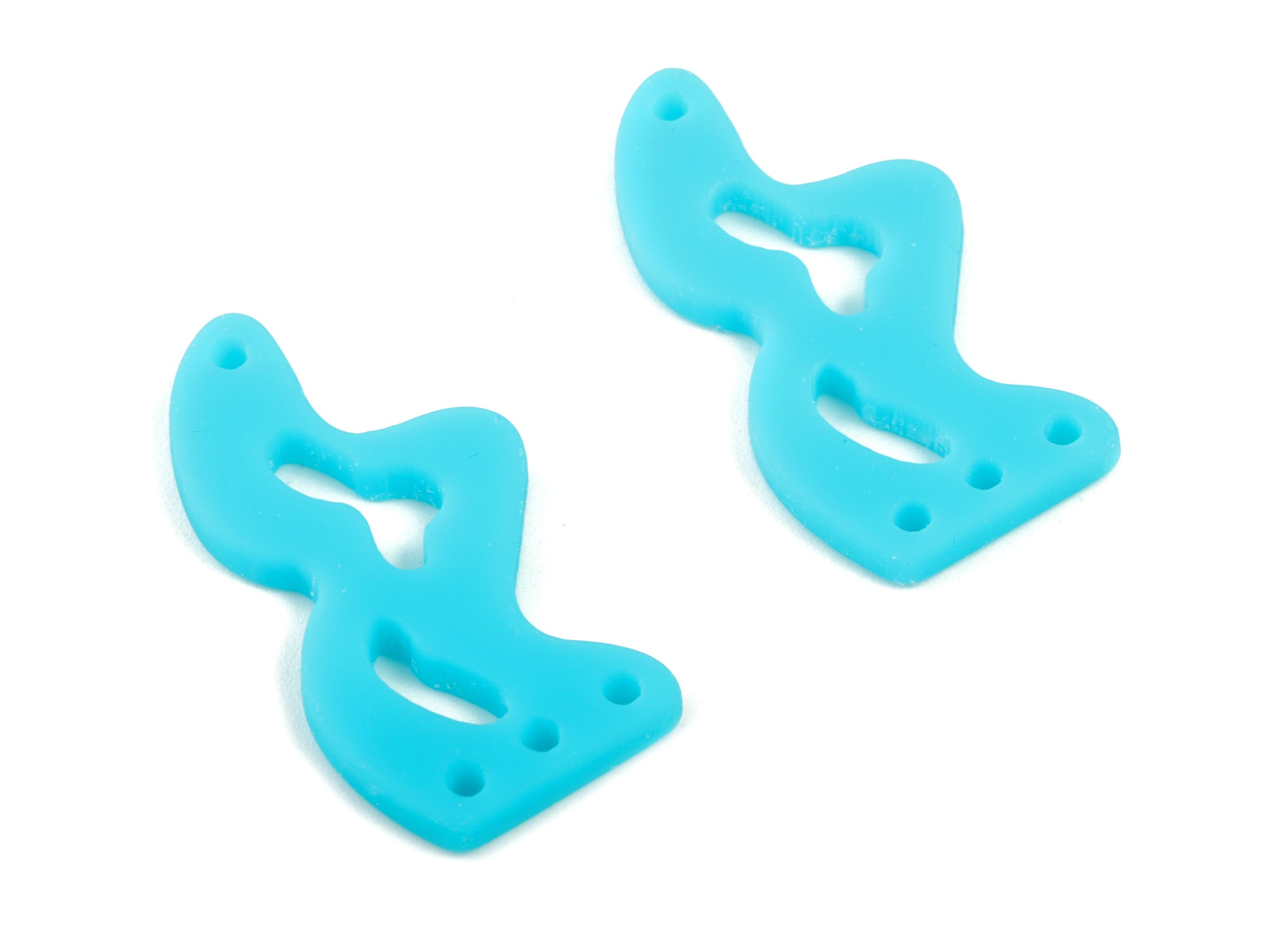 Acrylic Waves Earring Connector - Blue Waves Earring Charms - 2 Holes - Jewelry Supplies - Color Code:A497 - 30.45x14.64x2mm - AC2034-A497 - DOMEDBAZAAR