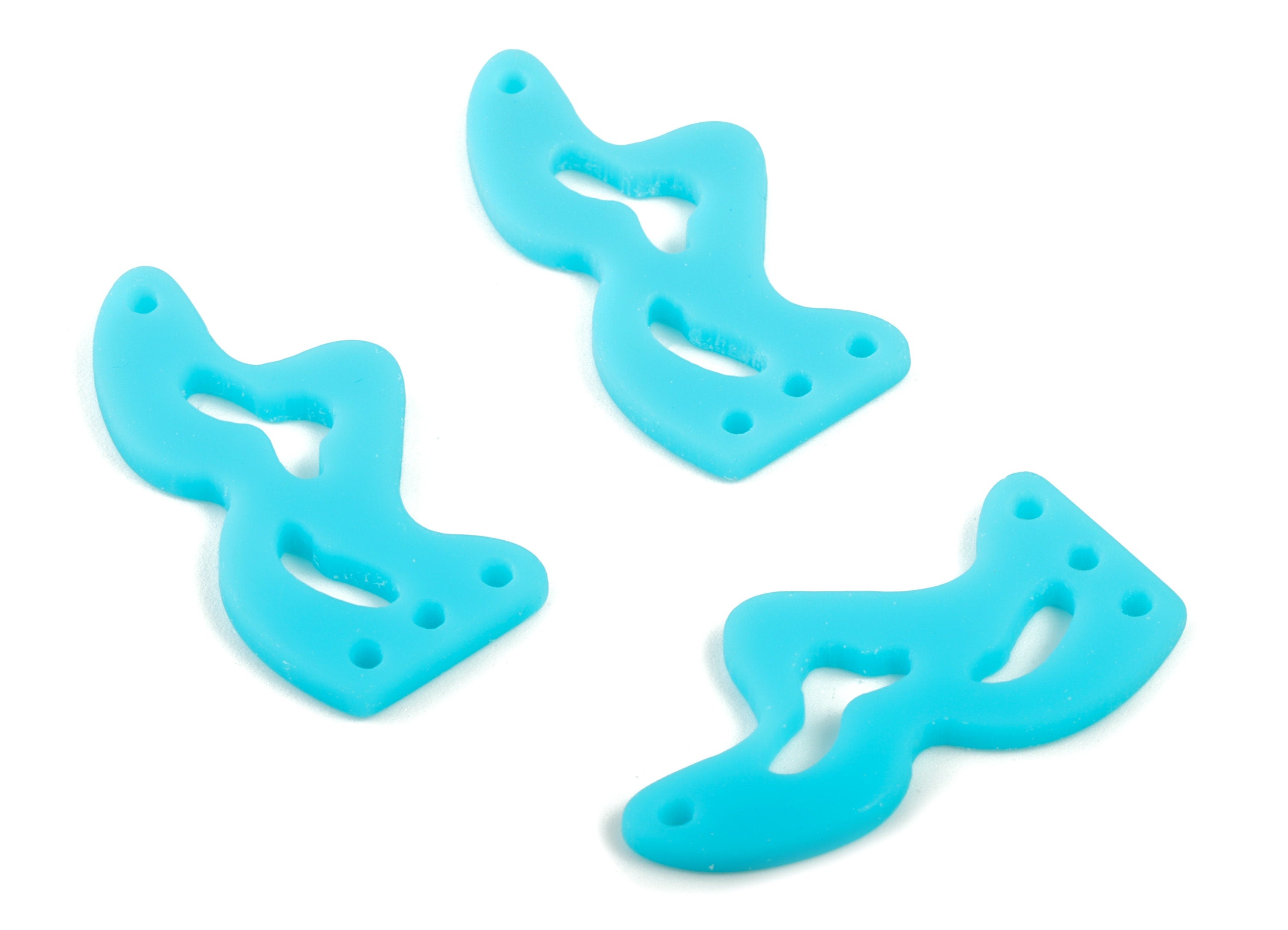 Acrylic Waves Earring Connector - Blue Waves Earring Charms - 2 Holes - Jewelry Supplies - Color Code:A497 - 30.45x14.64x2mm - AC2034-A497 - DOMEDBAZAAR