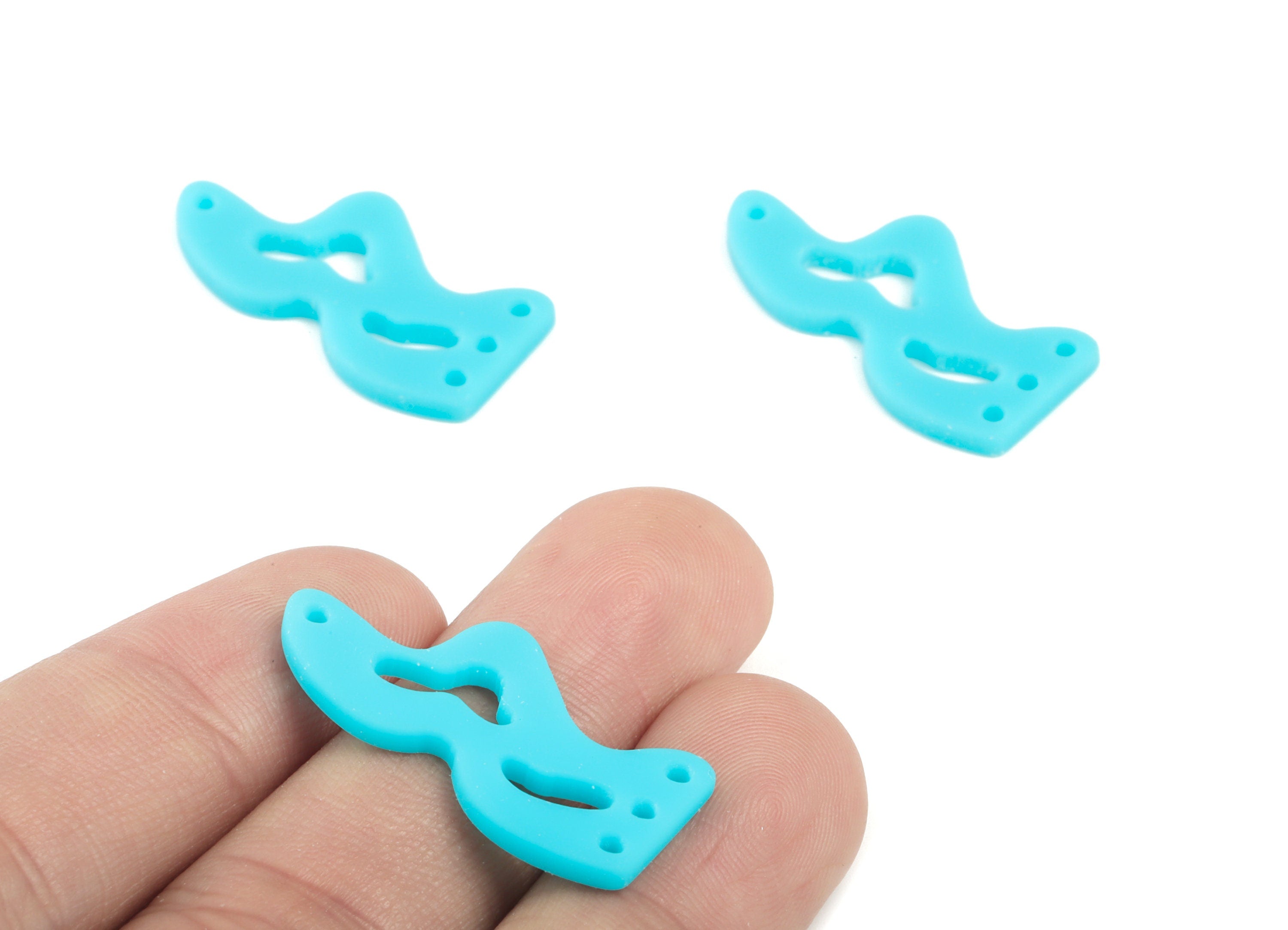 Acrylic Waves Earring Connector - Blue Waves Earring Charms - 2 Holes - Jewelry Supplies - Color Code:A497 - 30.45x14.64x2mm - AC2034-A497 - DOMEDBAZAAR