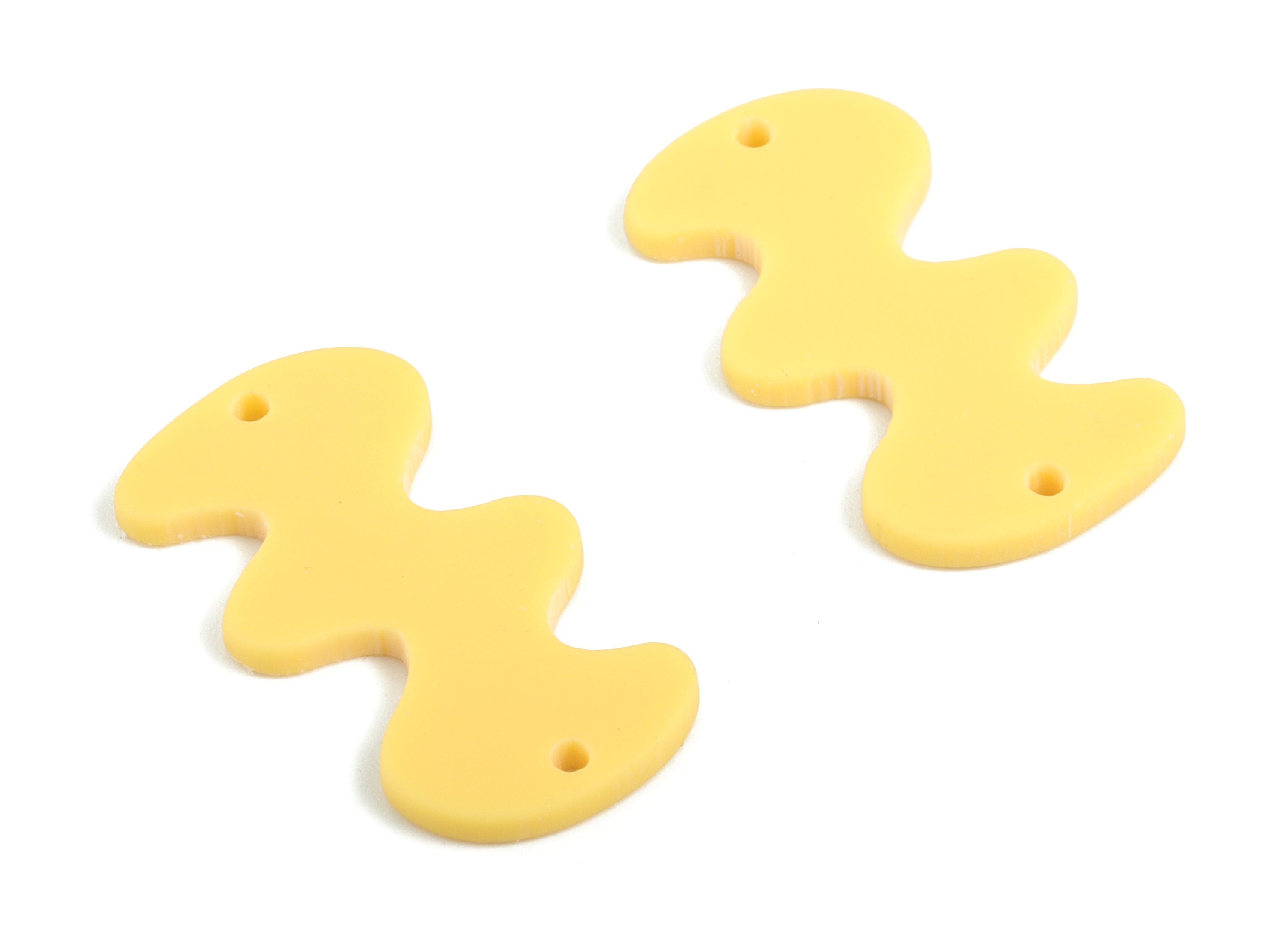 Acrylic Waves Earring Connector - Yellow Waves Earring Charms - 2 Holes - Jewelry Supplies - Color Code:A474 - 29.62x16x2.29mm - AC2030-A474 - DOMEDBAZAAR