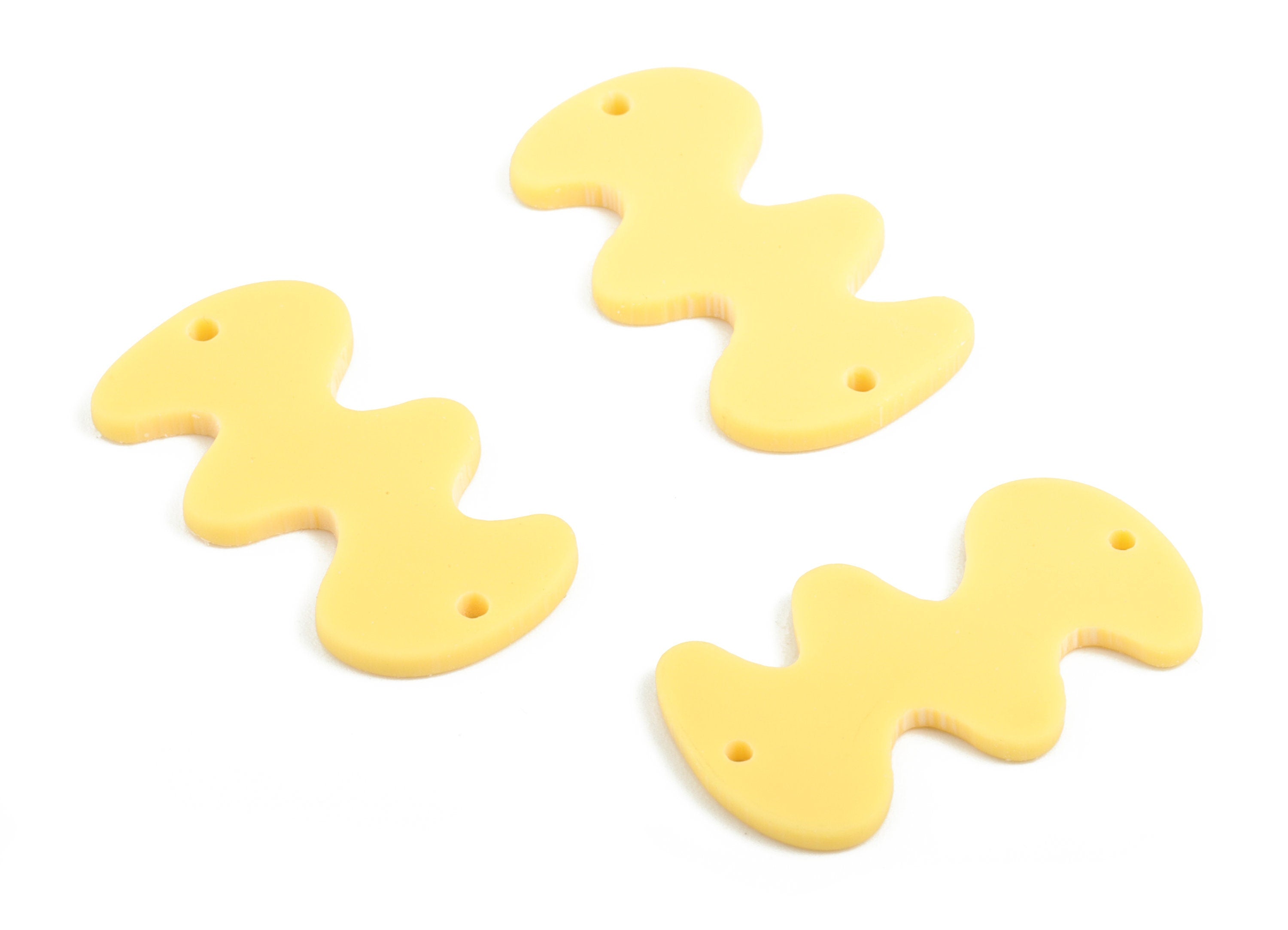 Acrylic Waves Earring Connector - Yellow Waves Earring Charms - 2 Holes - Jewelry Supplies - Color Code:A474 - 29.62x16x2.29mm - AC2030-A474 - DOMEDBAZAAR