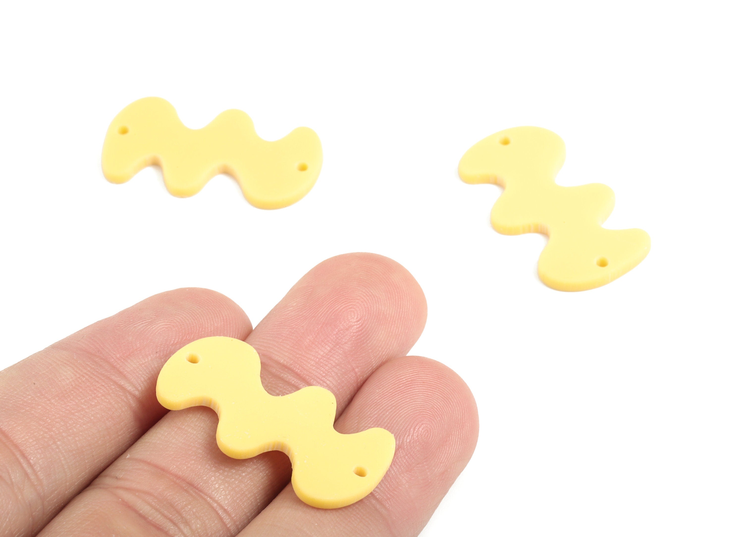 Acrylic Waves Earring Connector - Yellow Waves Earring Charms - 2 Holes - Jewelry Supplies - Color Code:A474 - 29.62x16x2.29mm - AC2030-A474 - DOMEDBAZAAR