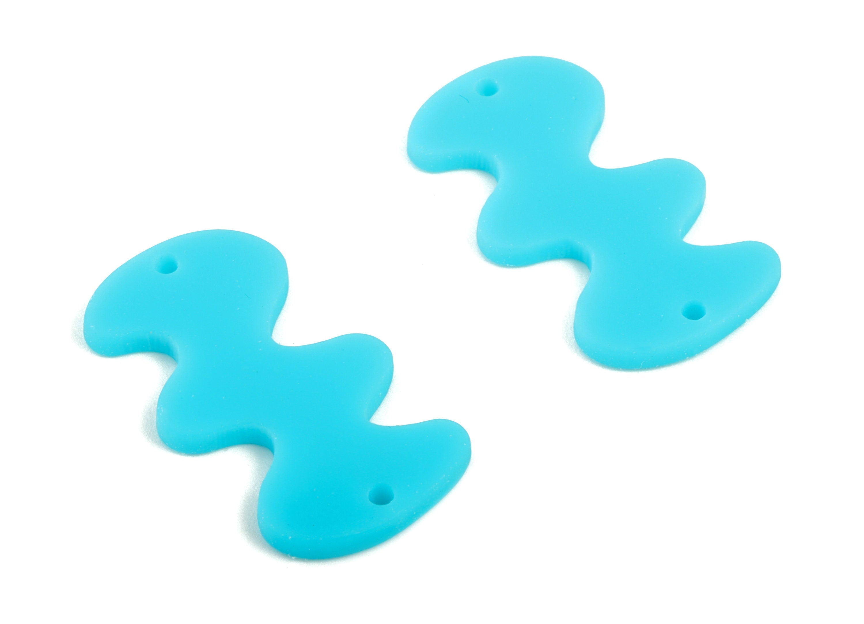 Acrylic Waves Earring Connector - Blue Waves Earring Charms - 2 Holes - Jewelry Supplies - Color Code:A497 - 29.62x16x2.29mm - AC2030-A497 - DOMEDBAZAAR