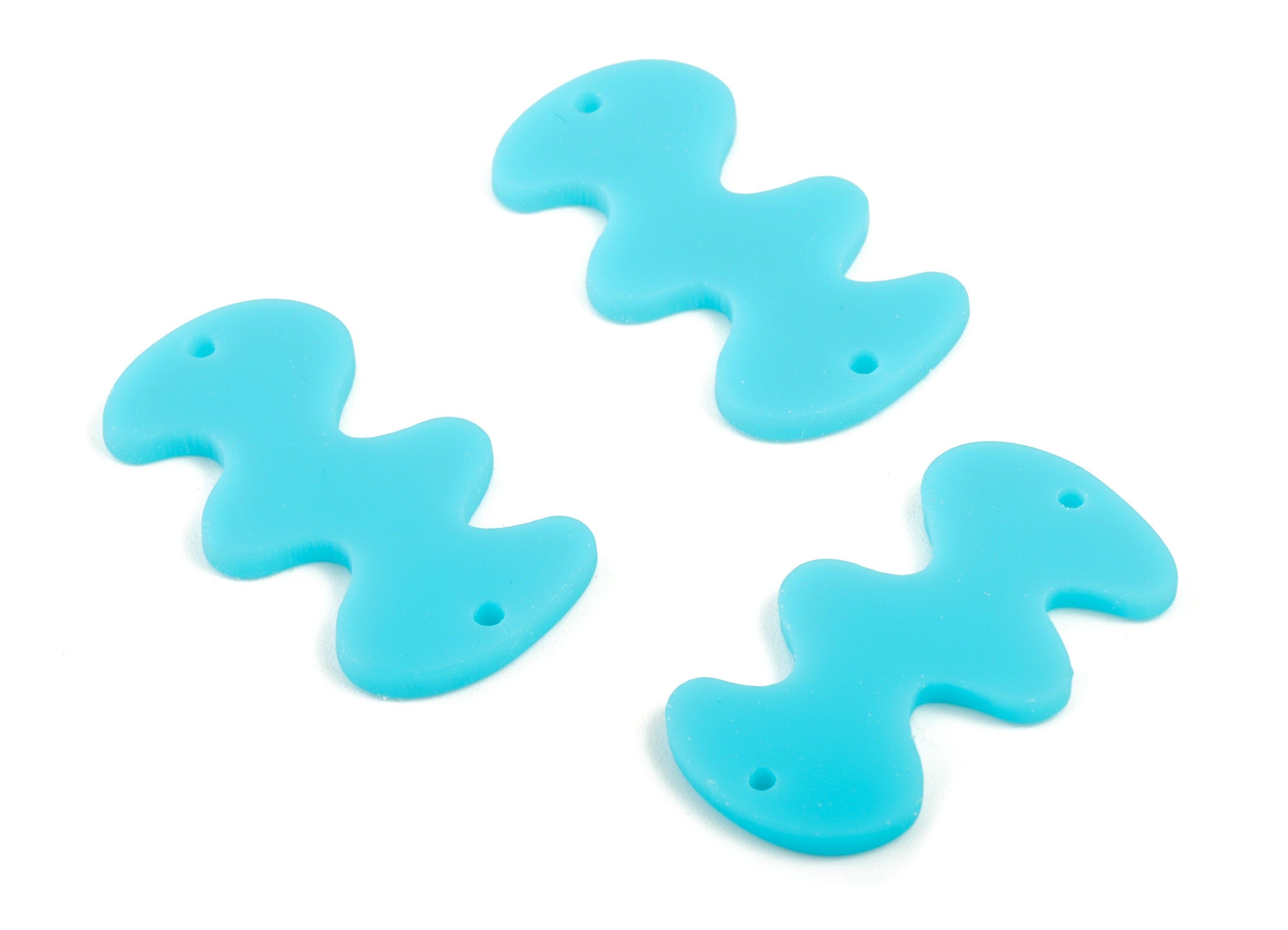 Acrylic Waves Earring Connector - Blue Waves Earring Charms - 2 Holes - Jewelry Supplies - Color Code:A497 - 29.62x16x2.29mm - AC2030-A497 - DOMEDBAZAAR