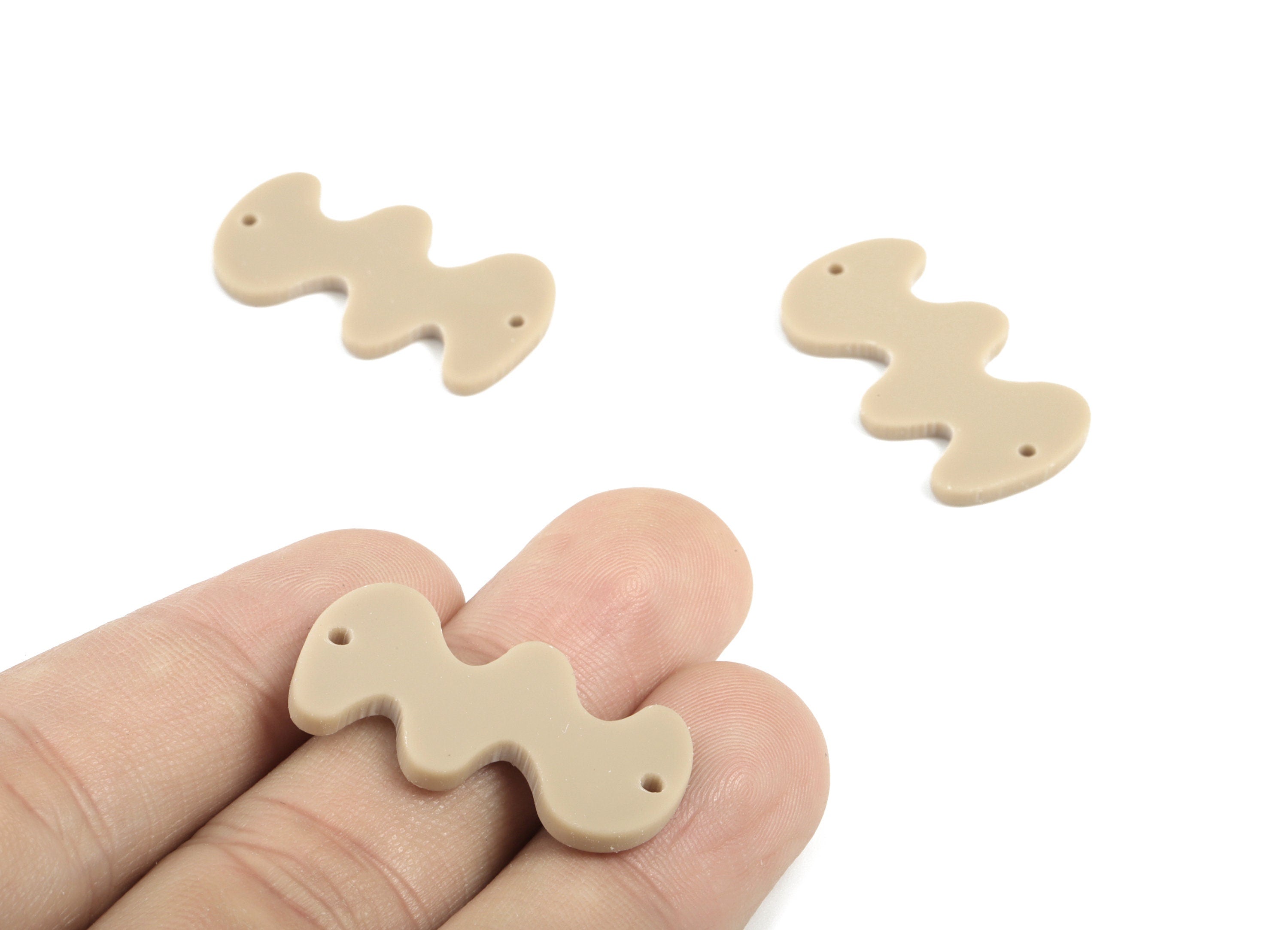 Acrylic Waves Earring Connector - Brown Waves Earring Charms - 2 Holes - Jewelry Supplies - Color Code:A498 - 29.62x16x2.29mm - AC2030-A498 - DOMEDBAZAAR