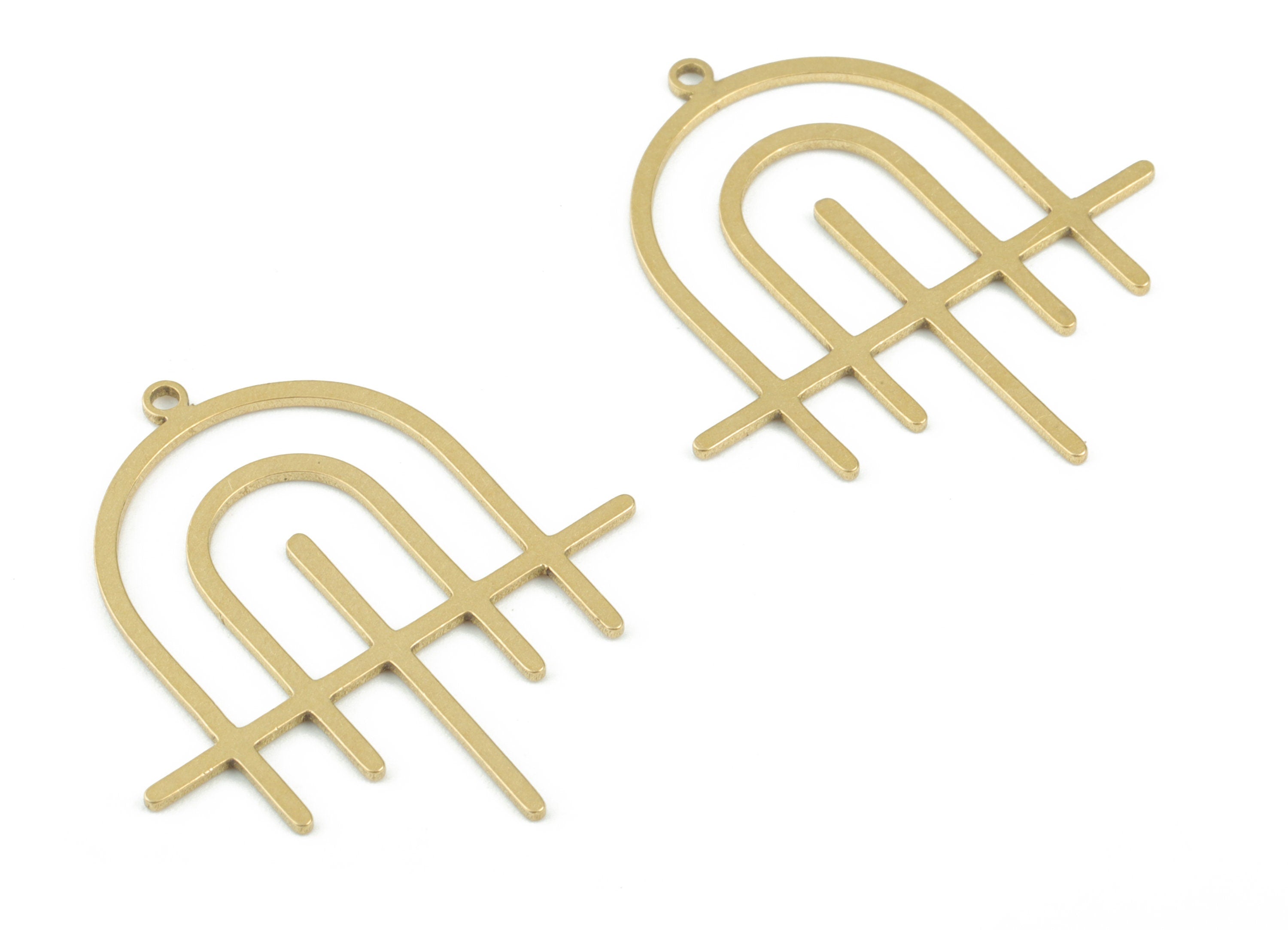 Rainbow Domed Pendant - Raw Brass Domed Rainbow Earring Charms - Semicircle Charms - Jewelry Making Supplies - 32.12x29.16x0.81mm - PPM3694 - DOMEDBAZAAR