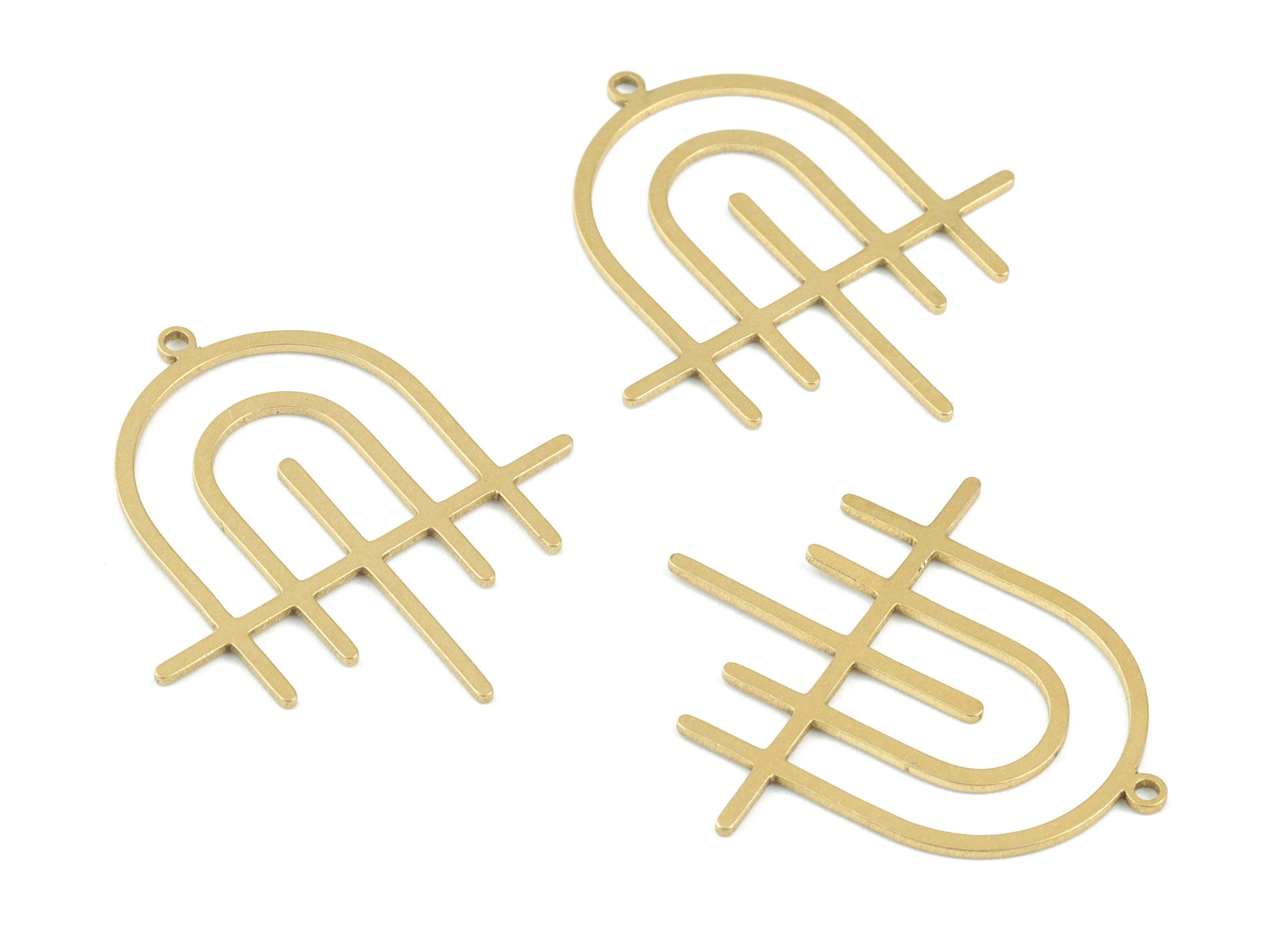 Rainbow Domed Pendant - Raw Brass Domed Rainbow Earring Charms - Semicircle Charms - Jewelry Making Supplies - 32.12x29.16x0.81mm - PPM3694 - DOMEDBAZAAR