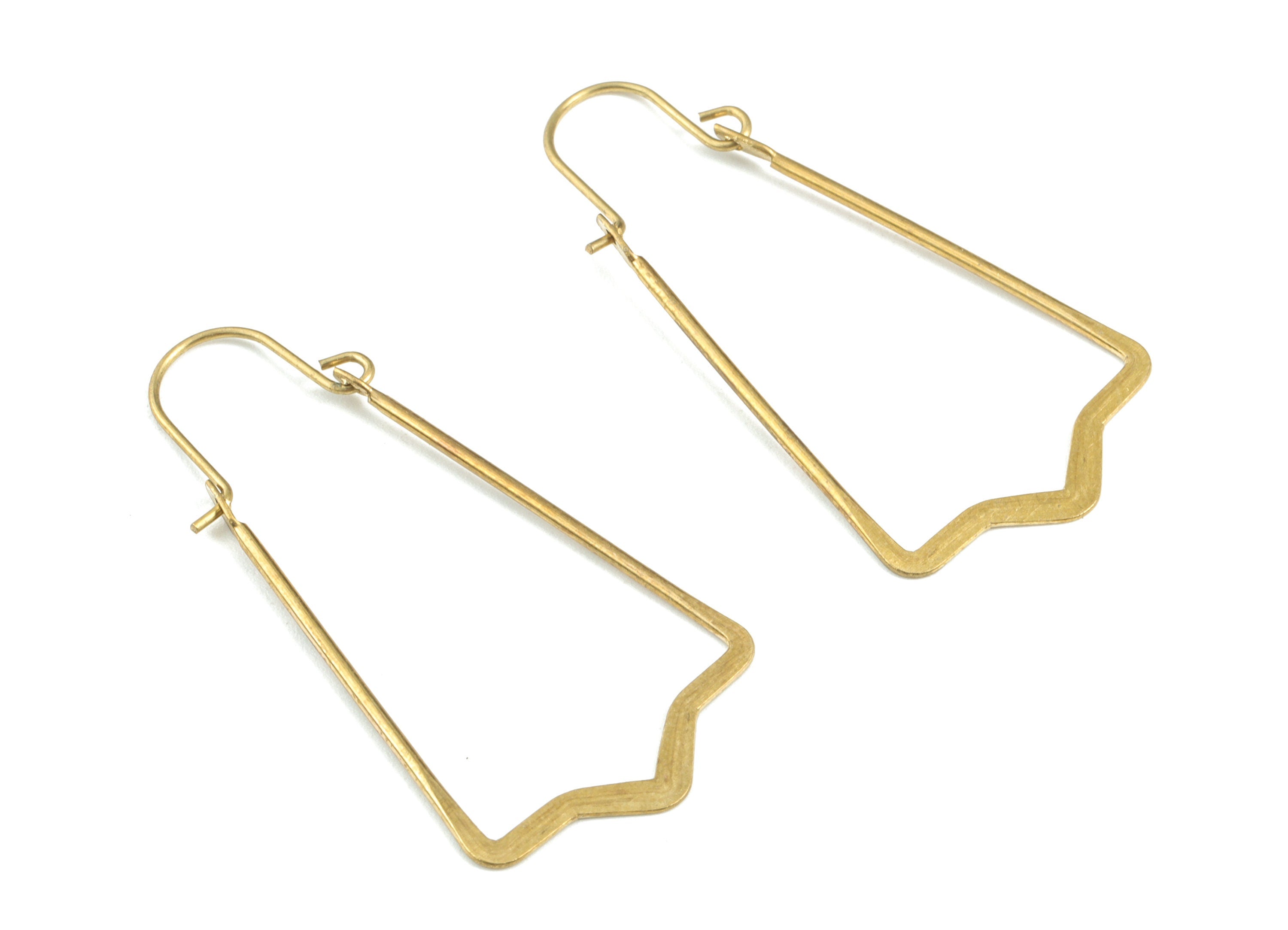 Brass Hammered Earring Wire - Raw Brass Earring Wires - Brass Earring Findings - Jewelry Supplies - 47.38x23.3x1.12mm - PP3602 - DOMEDBAZAAR