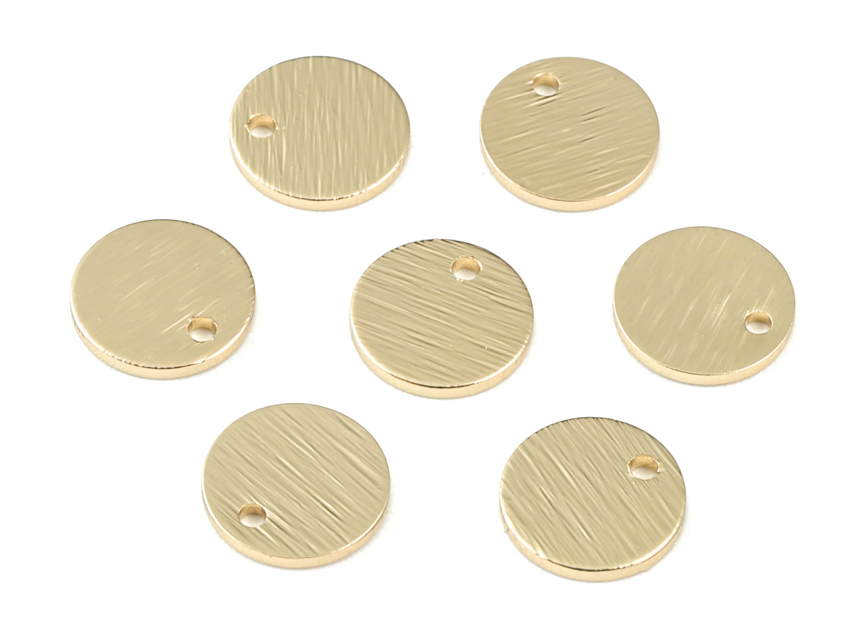 Gold Mini Circle Charms - Light KC Gold Tone Plated Brass Mini Round Earring Charms - Jewelry Supplies - 8.12x8.12x0.98mm - PP3559KCG - DOMEDBAZAAR