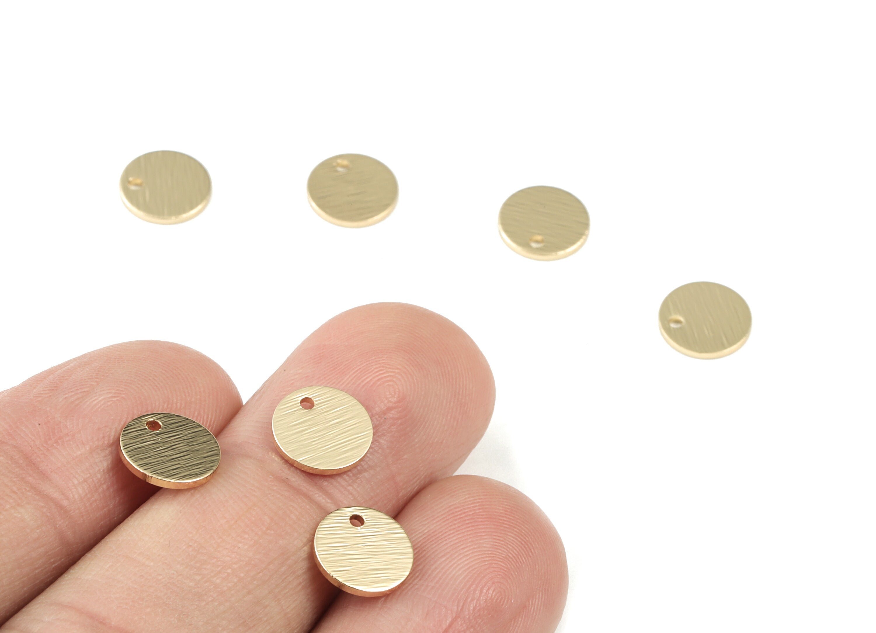 Gold Mini Circle Charms - Light KC Gold Tone Plated Brass Mini Round Earring Charms - Jewelry Supplies - 8.12x8.12x0.98mm - PP3559KCG - DOMEDBAZAAR