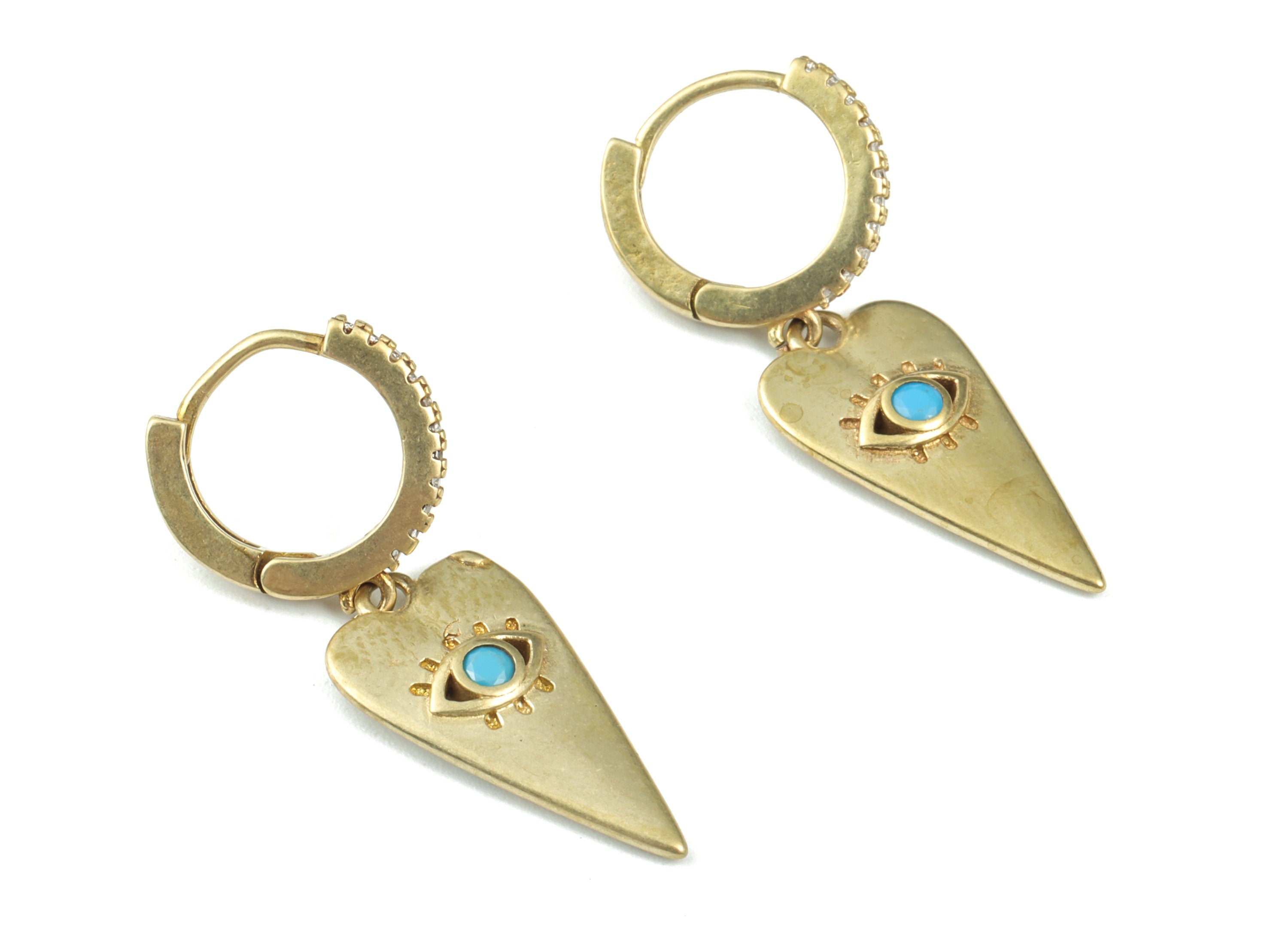 Brass Heart Earring Clasp - Raw Brass Heart Hoop Clasp - Earring Findings - Jewelry Supplies - 32.53x13.38x2.11mm - PP3578 - DOMEDBAZAAR