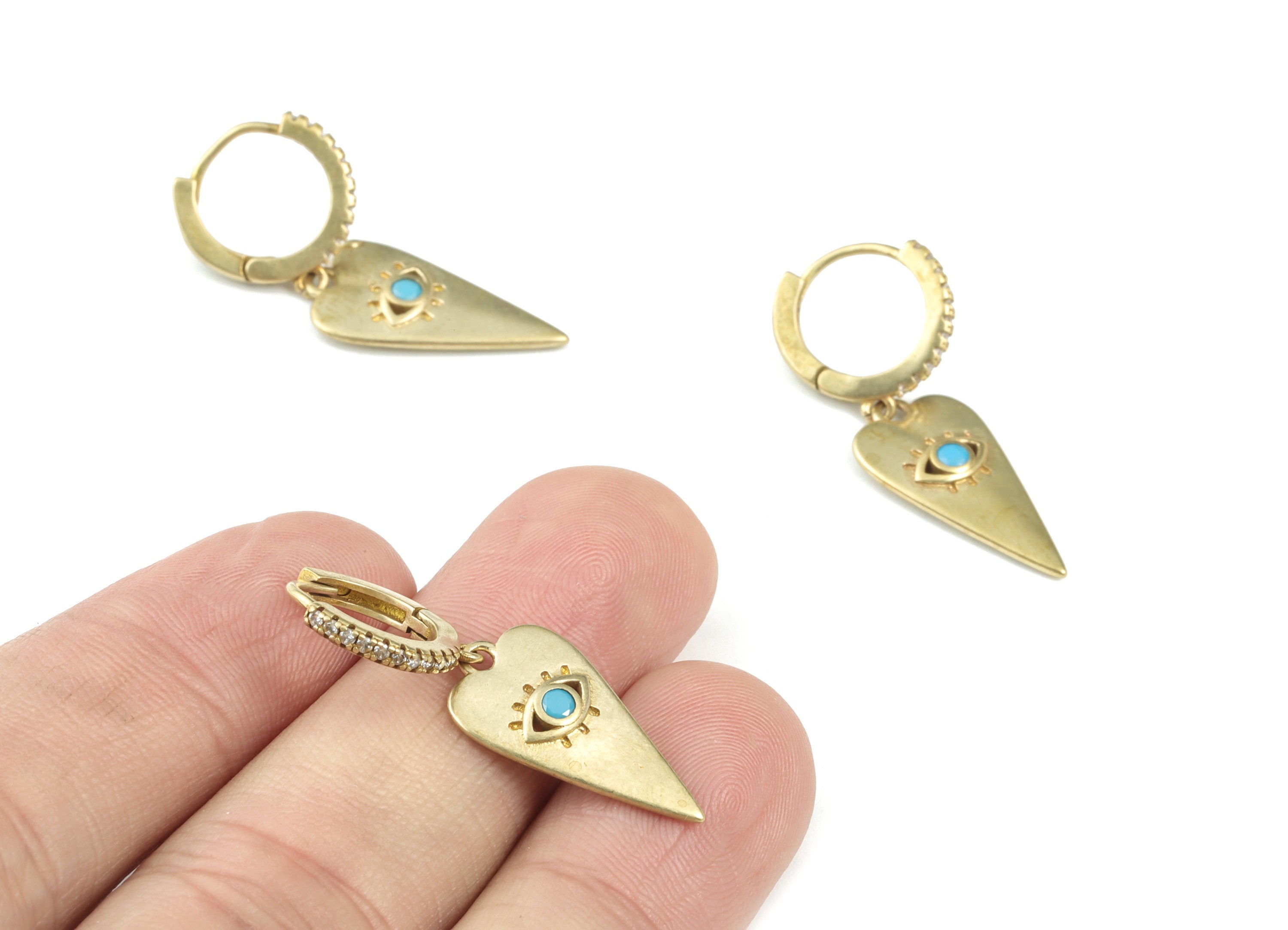 Brass Heart Earring Clasp - Raw Brass Heart Hoop Clasp - Earring Findings - Jewelry Supplies - 32.53x13.38x2.11mm - PP3578 - DOMEDBAZAAR