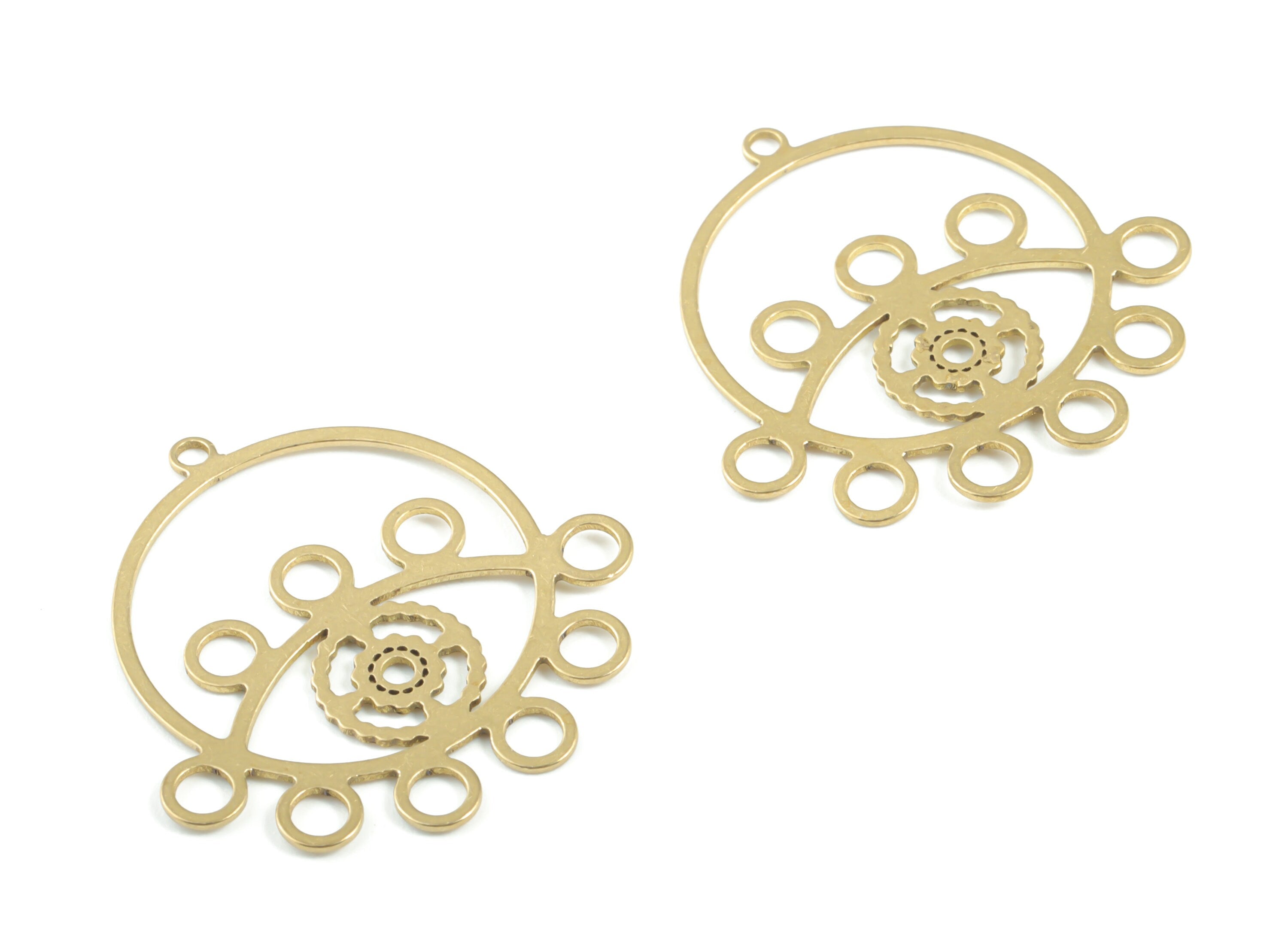 Brass Eye Earring Connector Hoop - Raw Brass Eye Circle Earring Charms - Earrings Finding - Jewelry Supplies - 29.83x29.23x0.66mm - PPM3276 - DOMEDBAZAAR